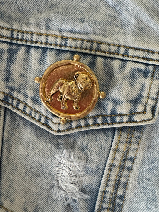 Gold plated dog pin medallion