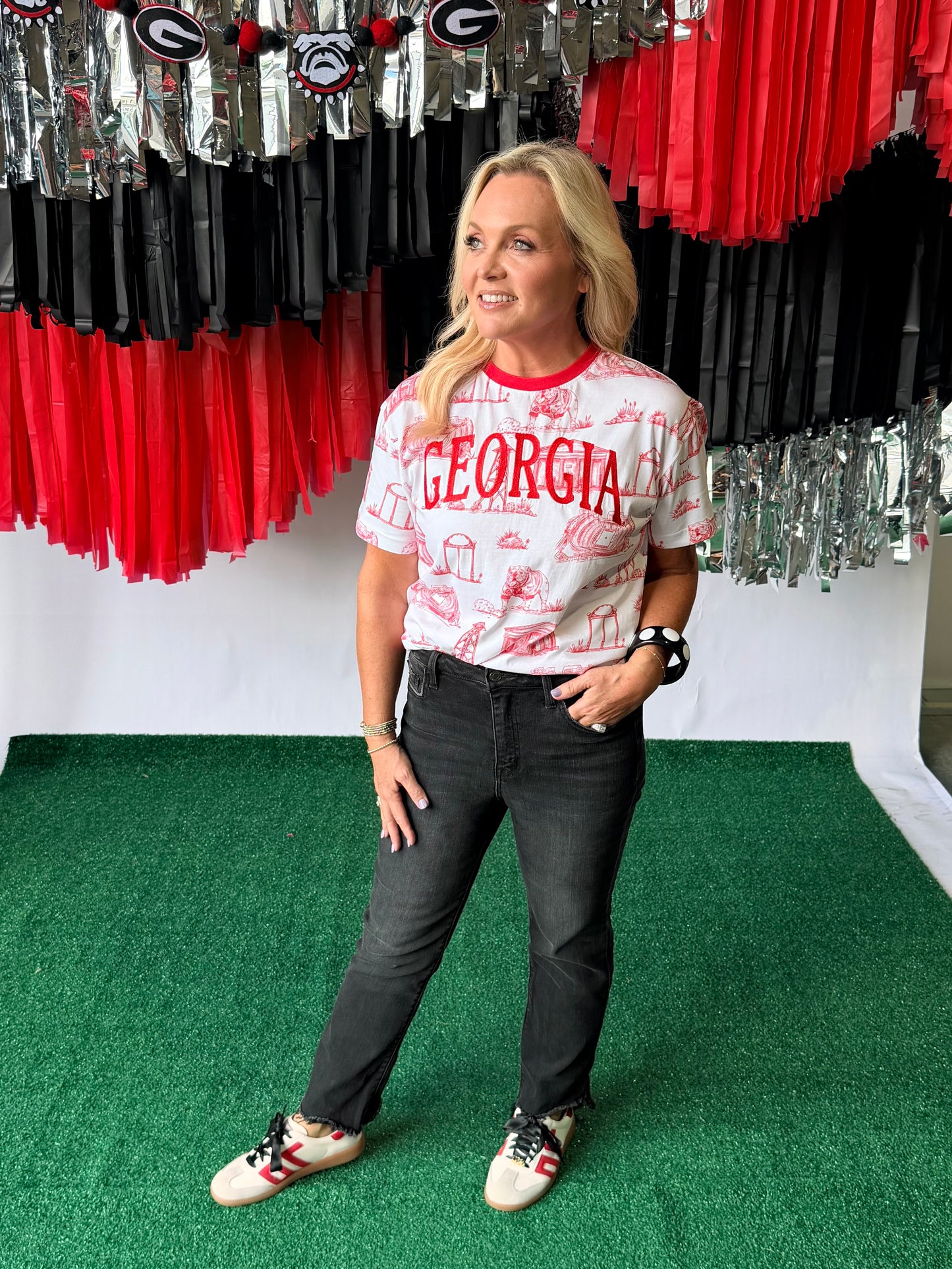 The Team Toile Embroidered Tee Georgia licensed