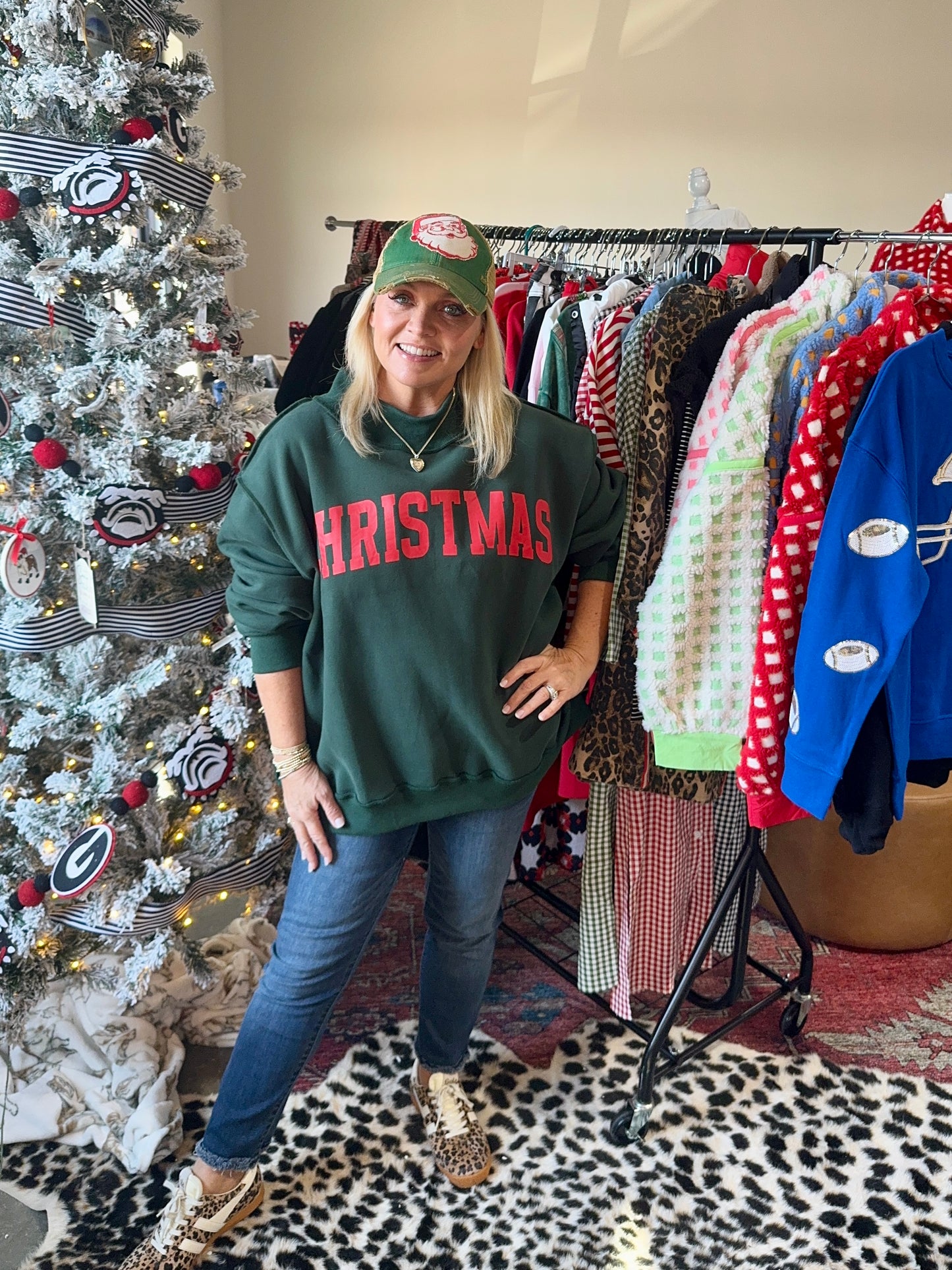 Mock neck green with Red Christmas reversible!