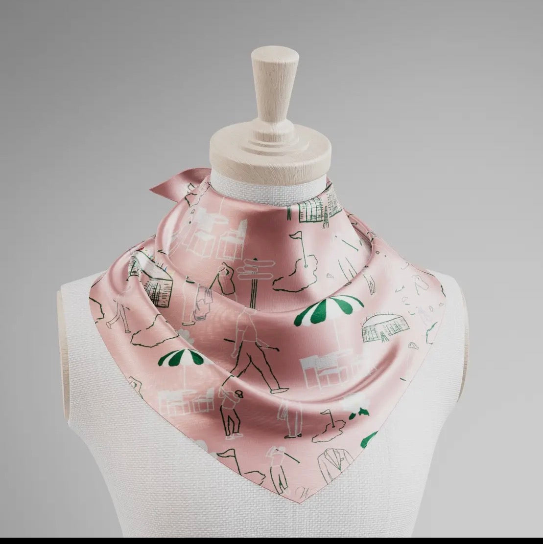 The Augusta Pink silk scarf golf chic!