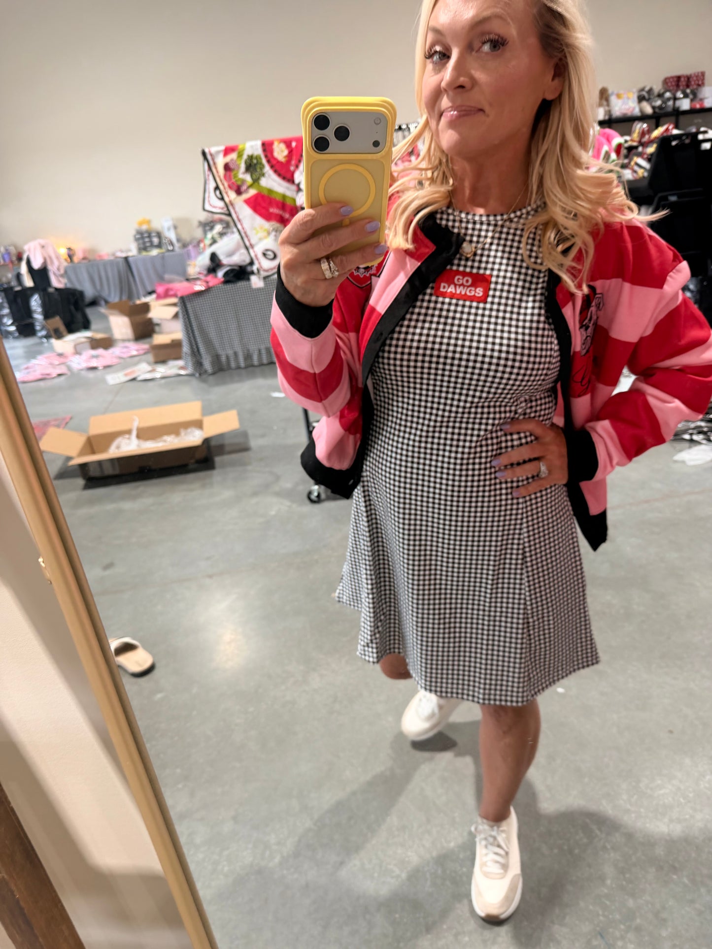 Gingham active  wear game day dress licensed