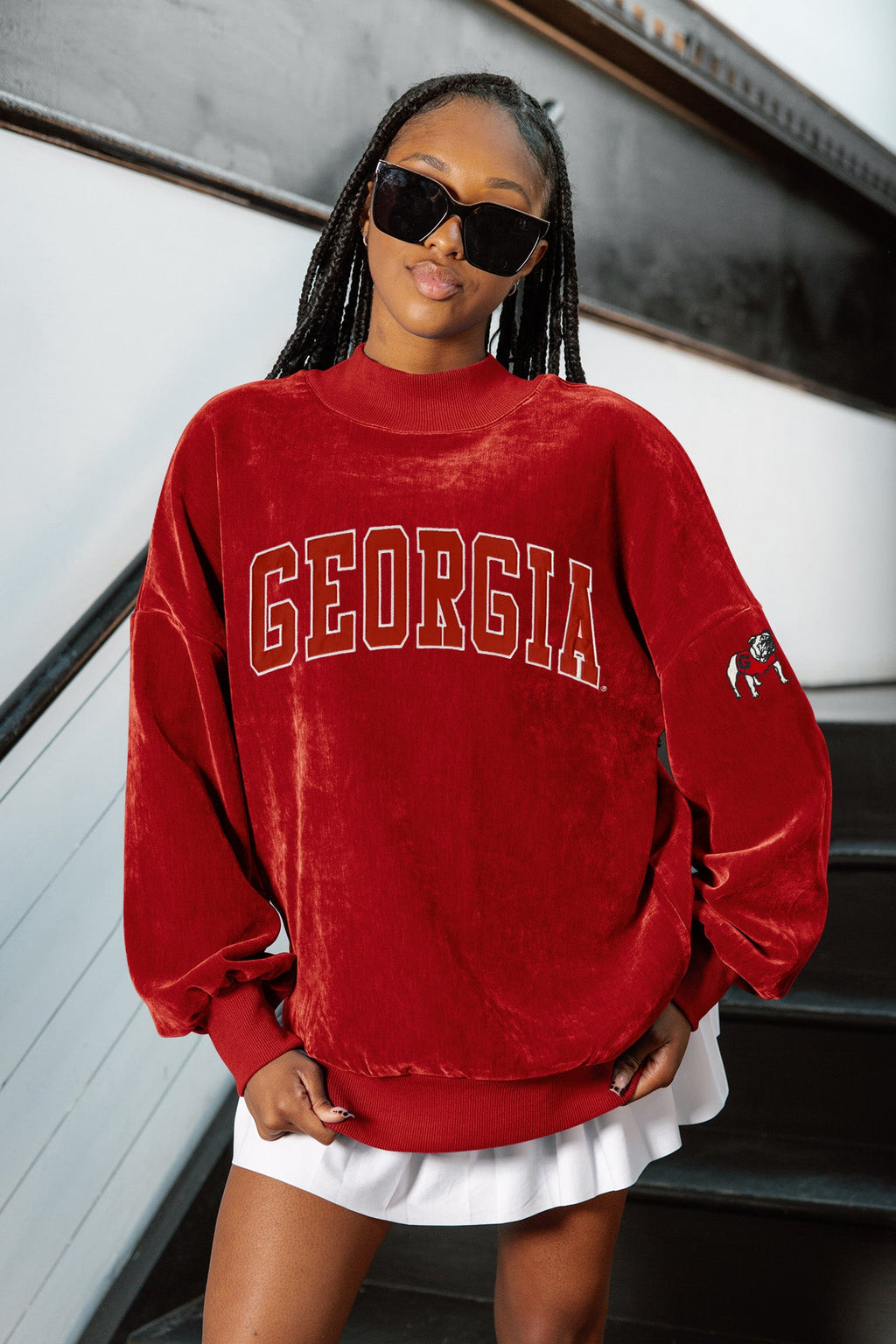 Chenille mock neck red licensed Georgia
