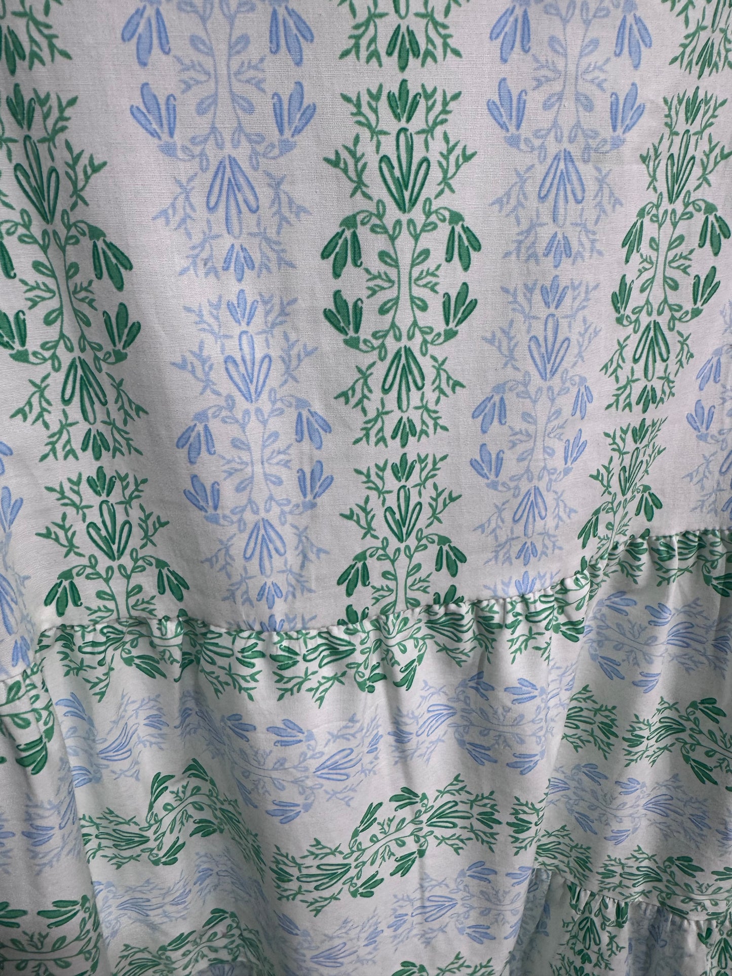 Green and blue and white short sleeve dress up to 2X