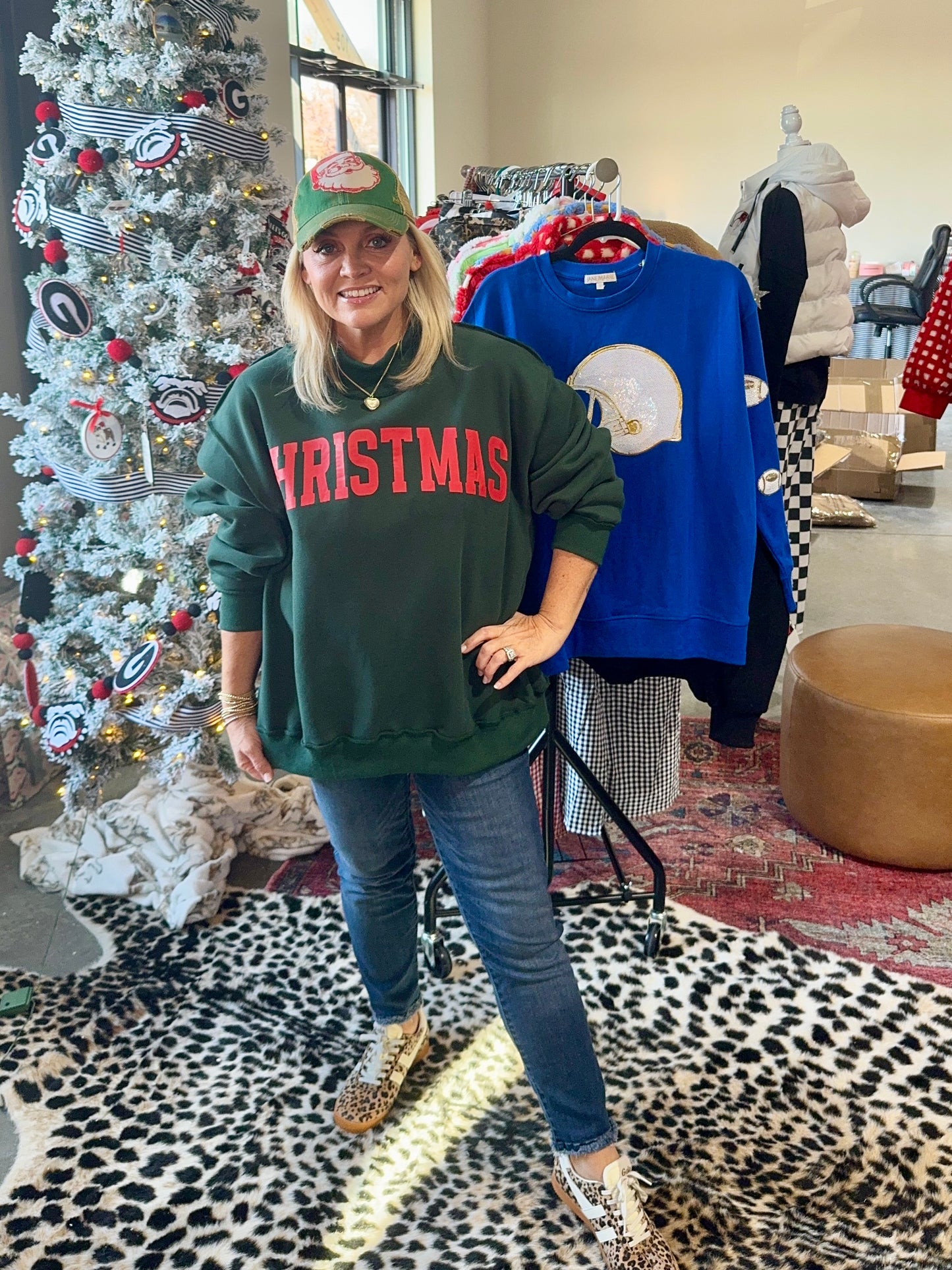 Mock neck green with Red Christmas reversible!