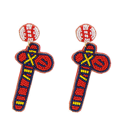 Baseball earrings Tomahawks beaded