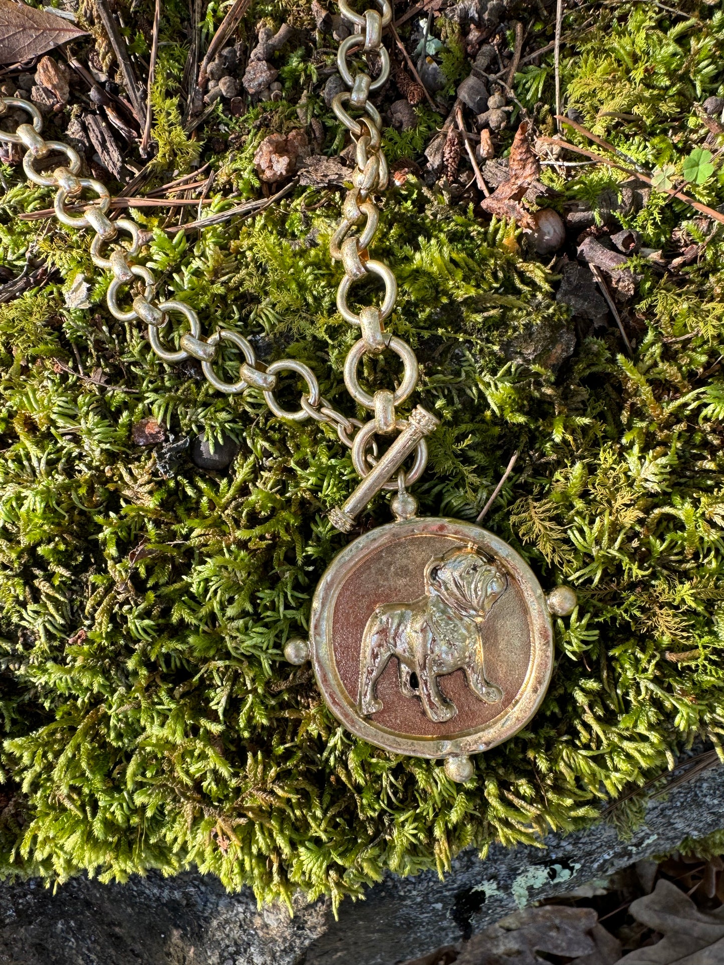 Standing dog medallion necklace