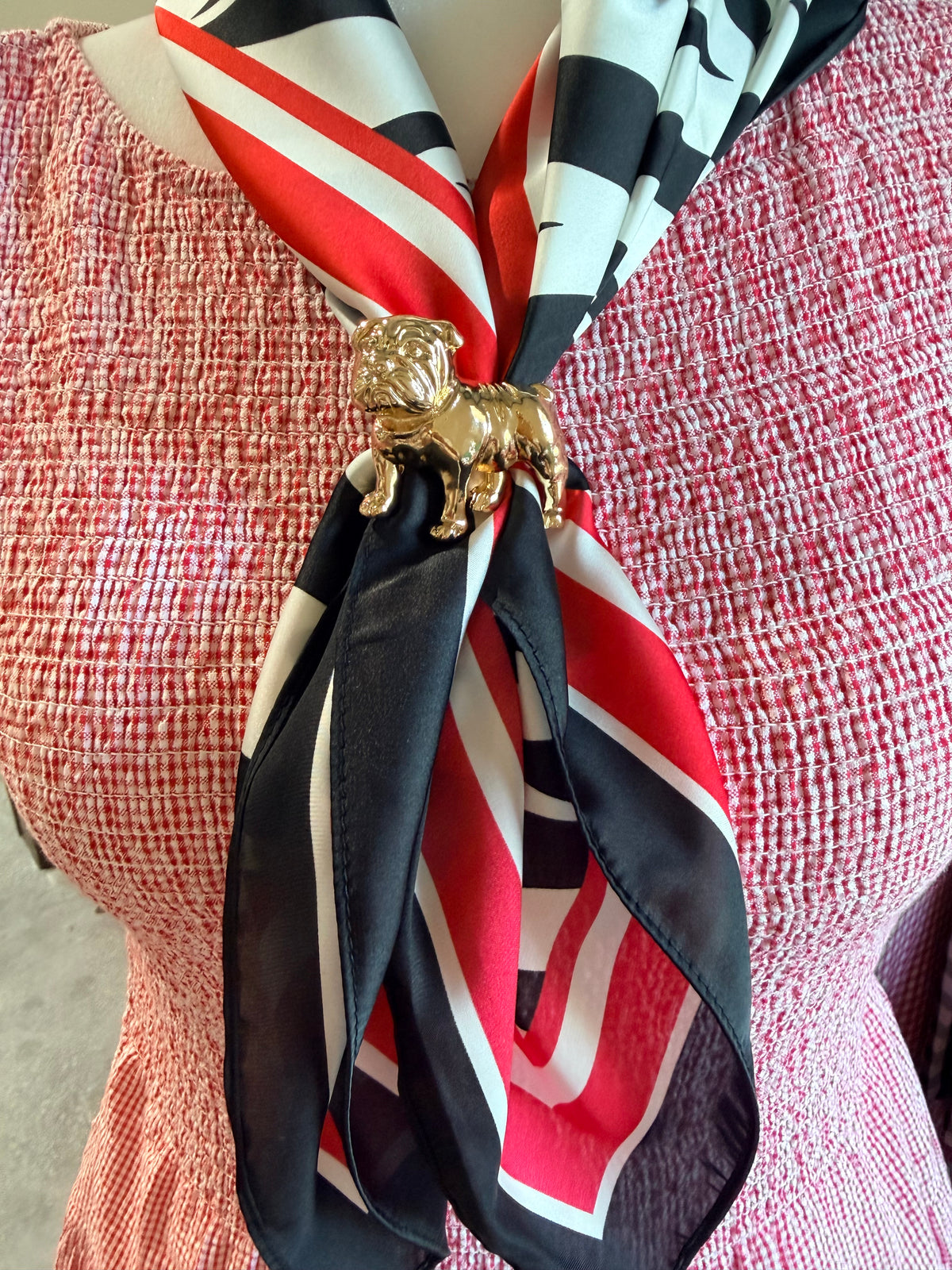 gold scarf slide bulldog