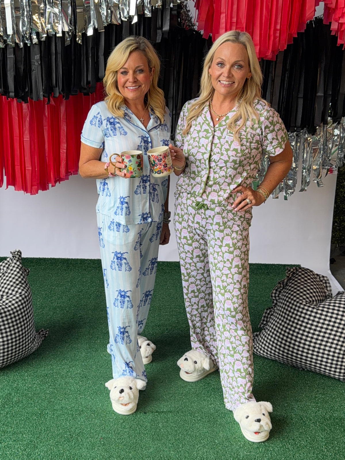 chinoiserie pajamas!  bulldogs blue pants