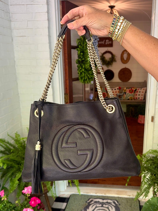 pre loved  Gucci Medium Soho Chain Tote, Grained Calf