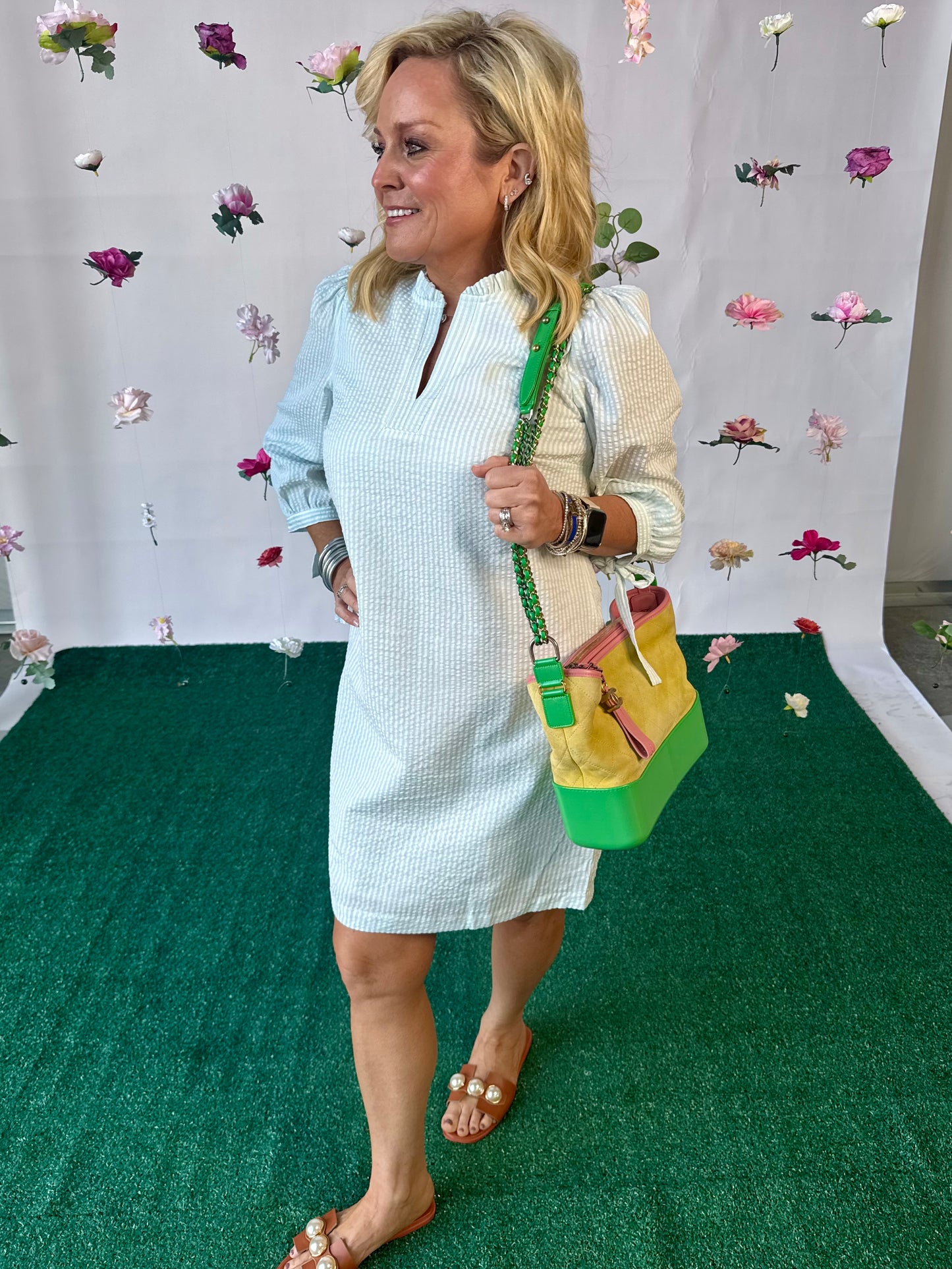 Sea foam  searsucker dress