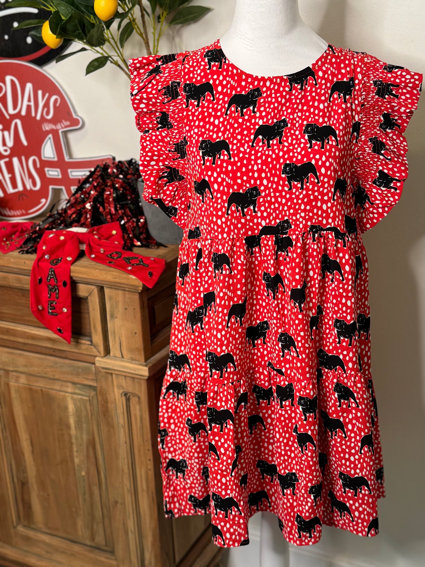 Dog dress black and red