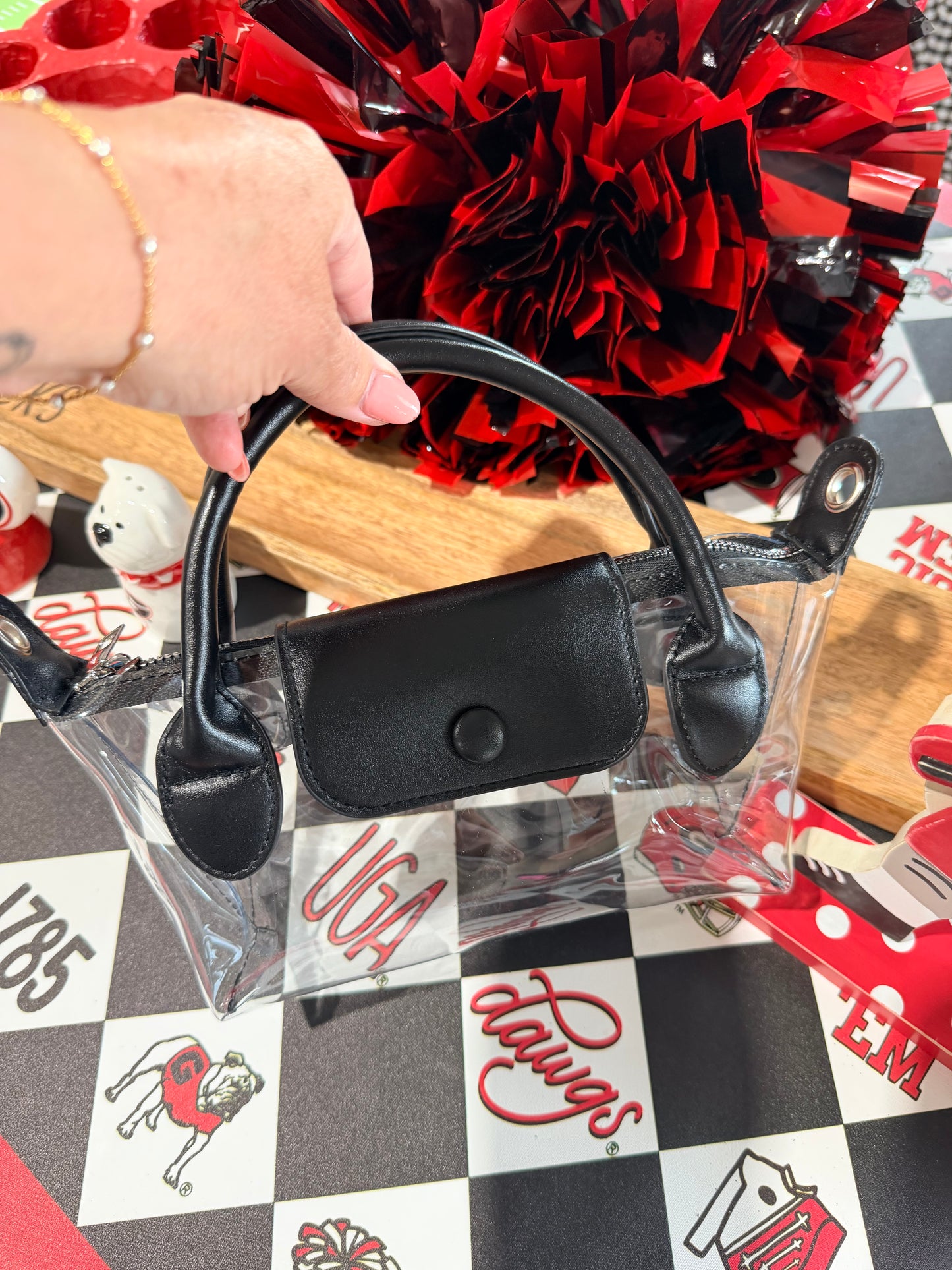 Clear purse black
