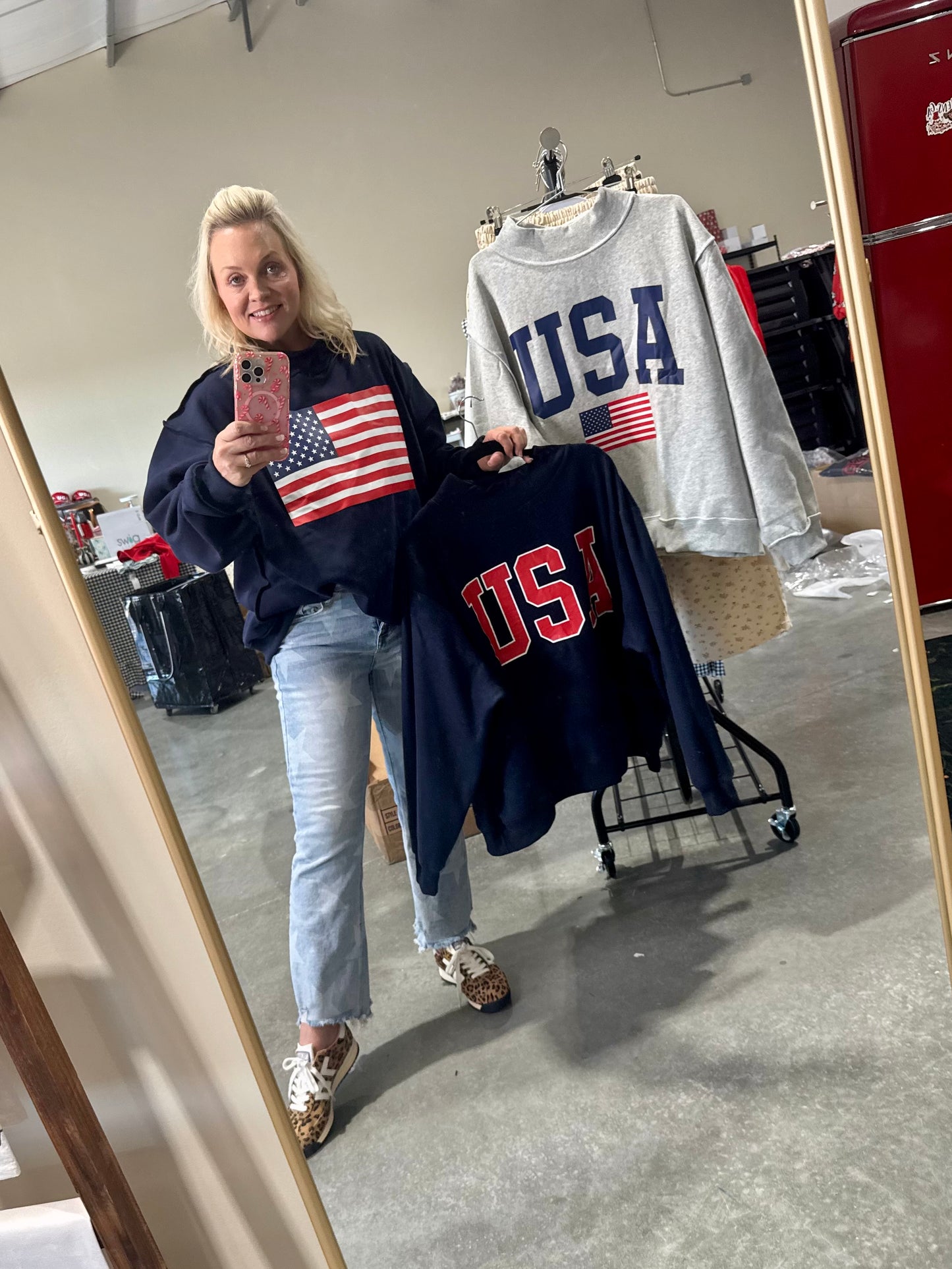 USA 🇺🇸 America reversible mock neck oversized navy