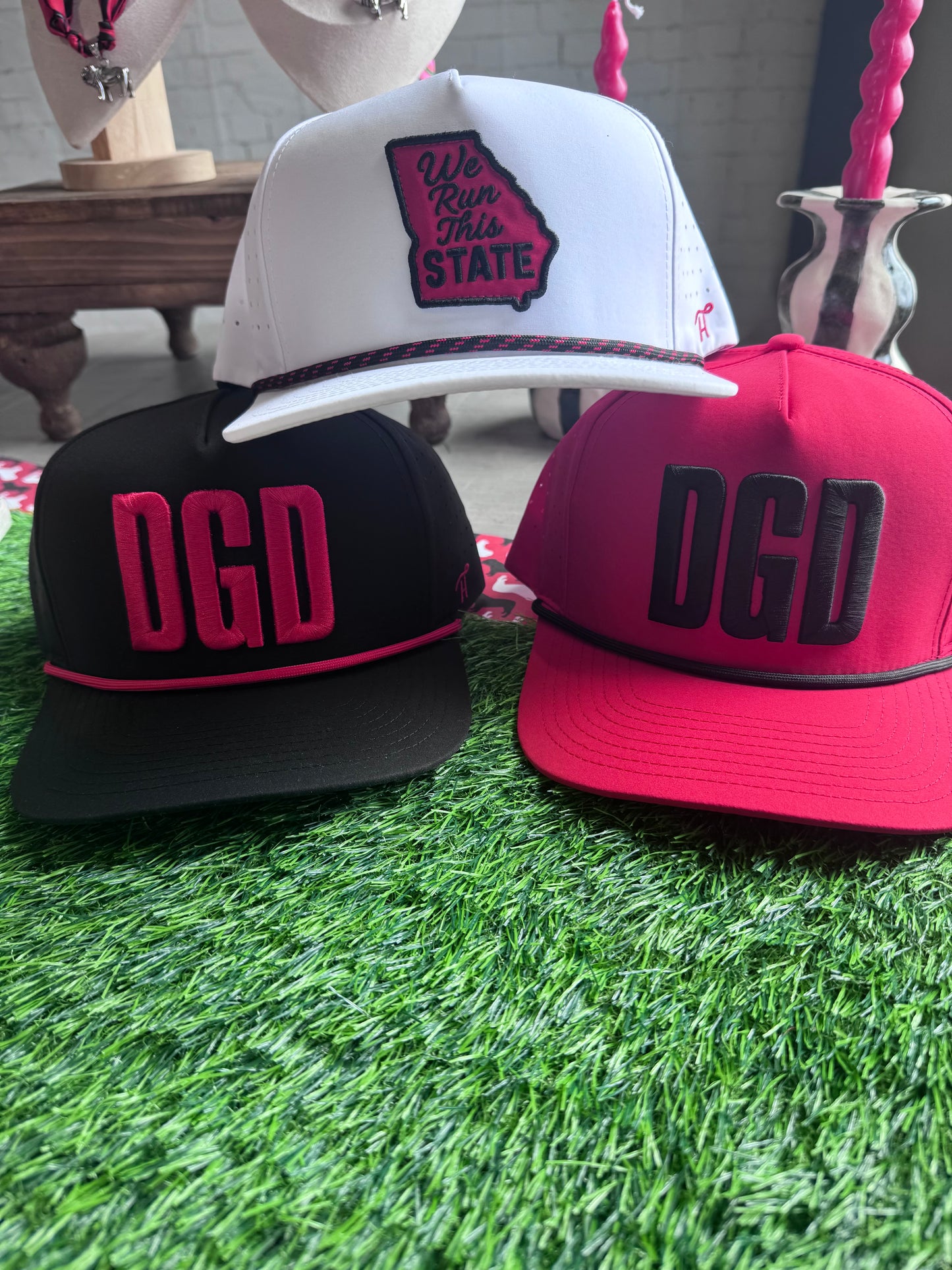 DGD black hat with red embroidered rope style