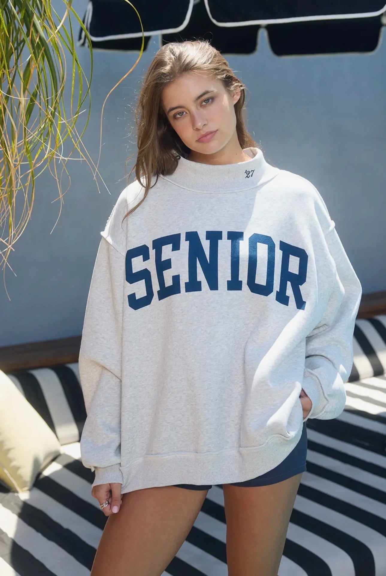 Reversible senior mock neck