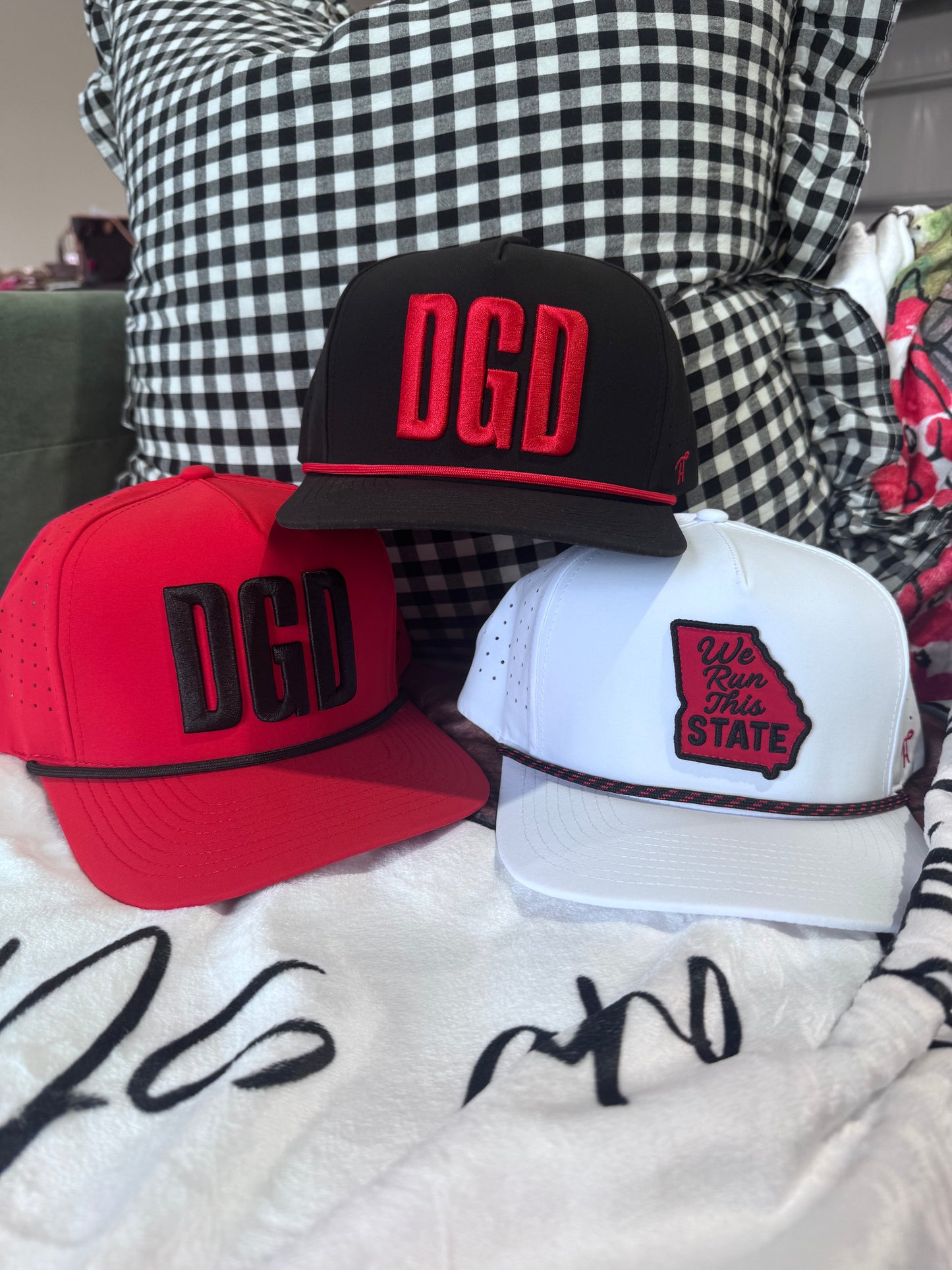 DGD hat red with black embroidery rope style