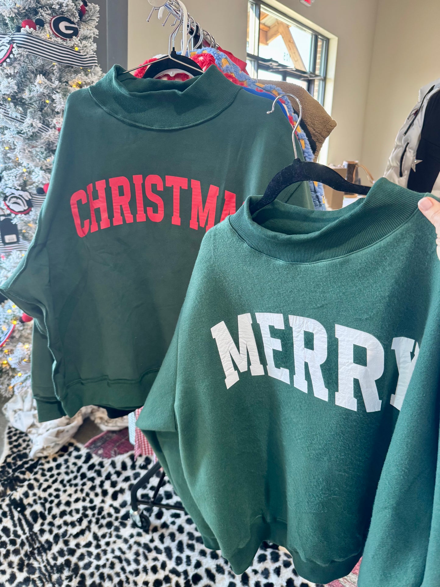 Mock neck green with Red Christmas reversible!