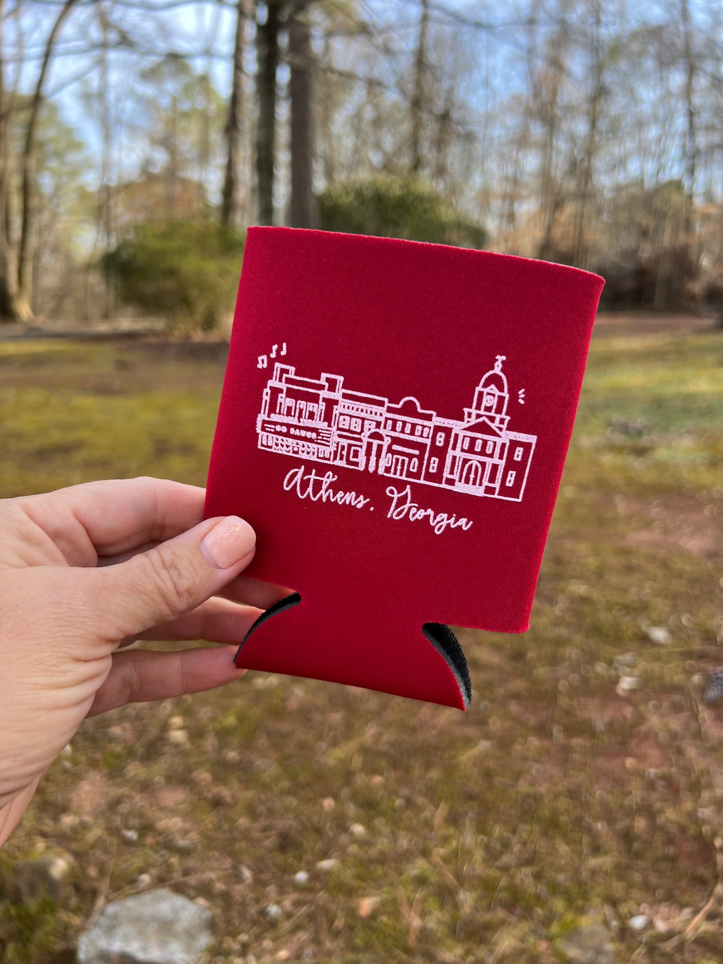 It’s Saturday in Athens can koozie red