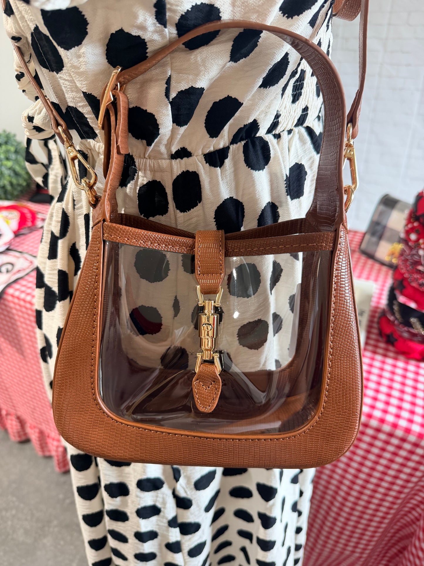 The Paige clear bag brown