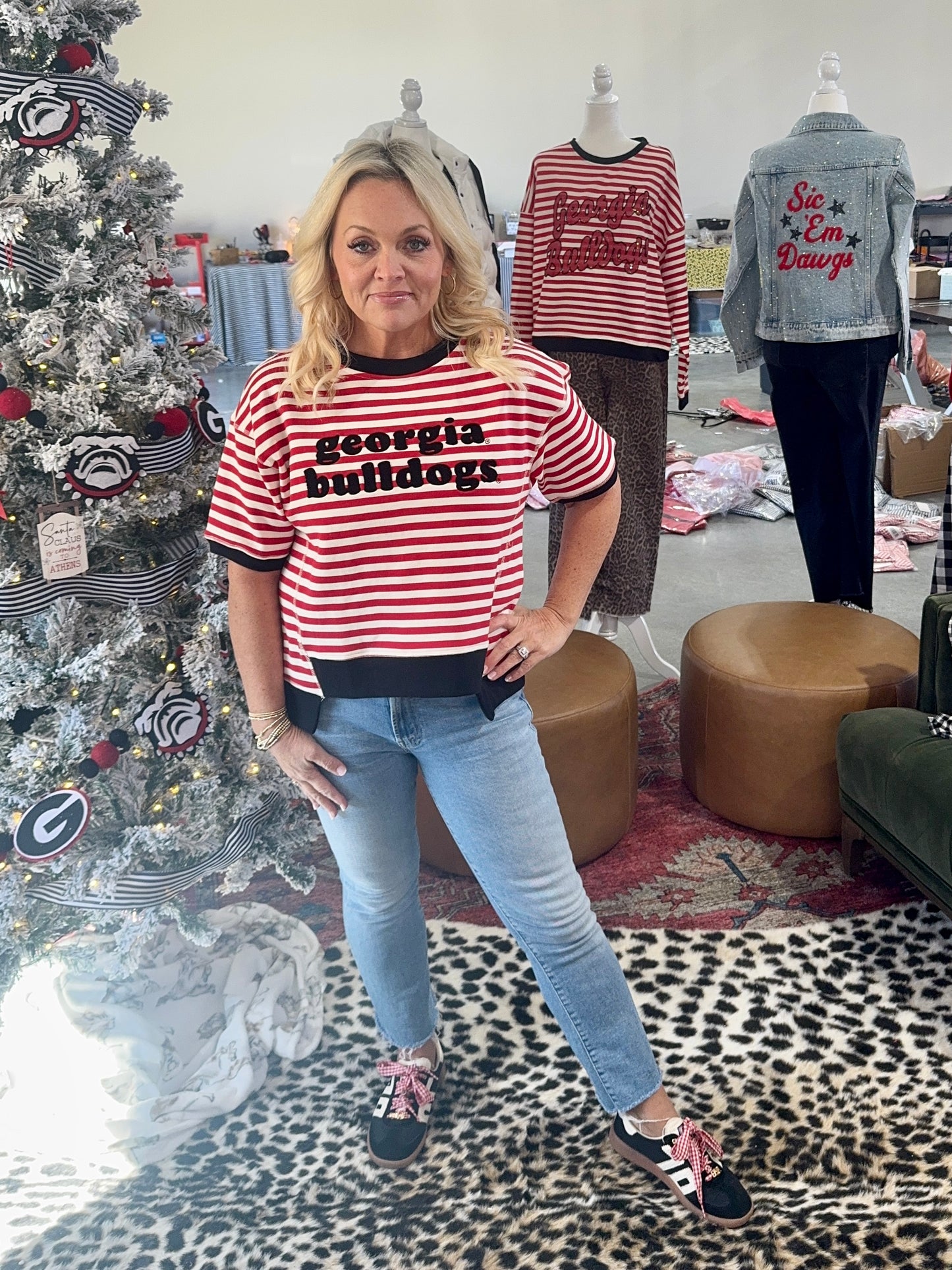 Stripe chenille boxy top licensed