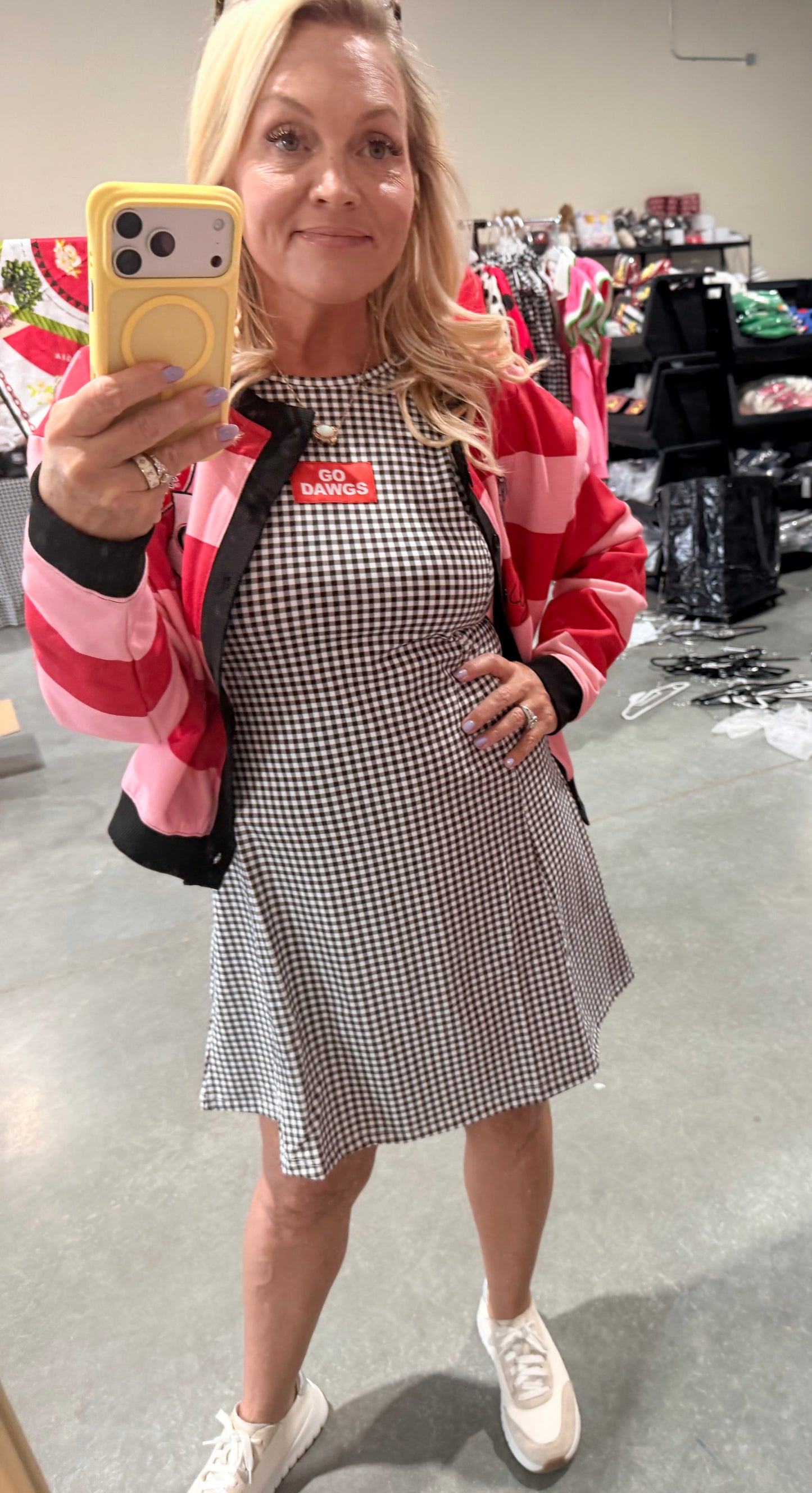 Gingham active  wear game day dress licensed