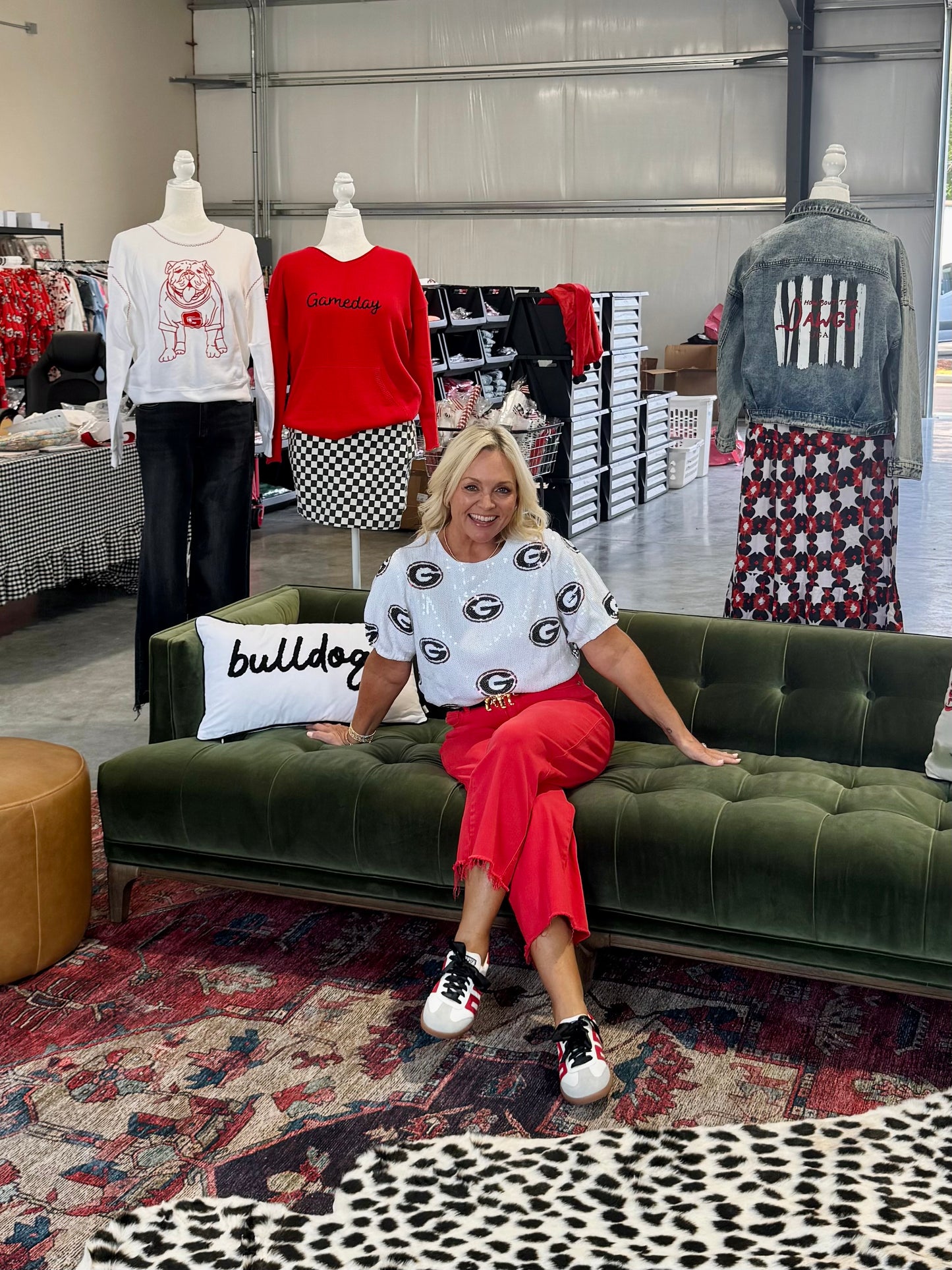 Cropped  full sequin UGA logo licensed top