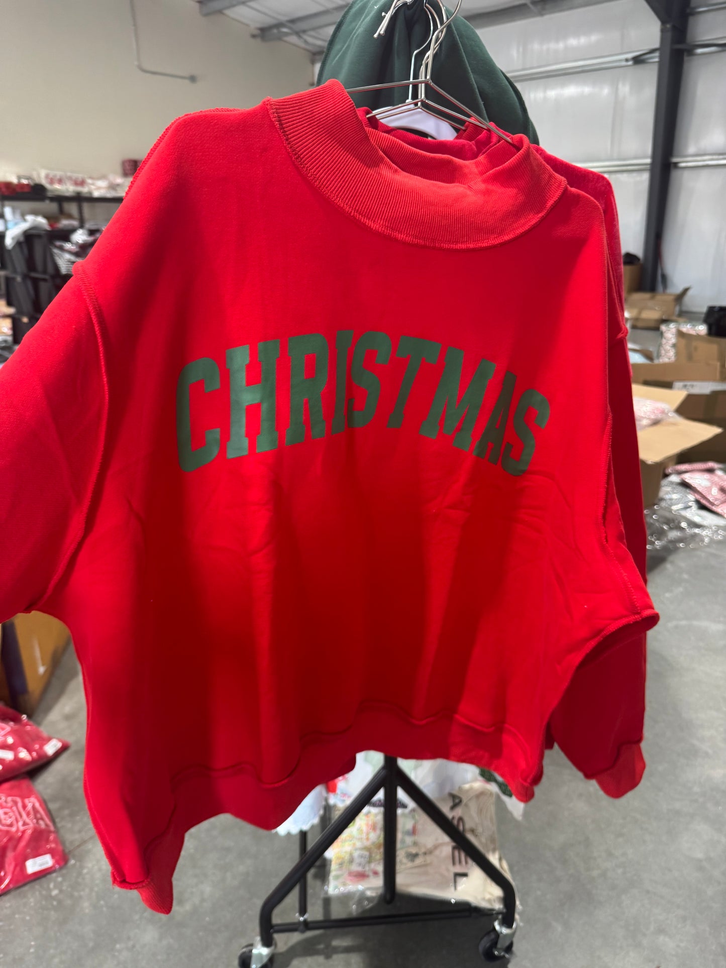 Mock neck red merry Christmas reversible story exclusive