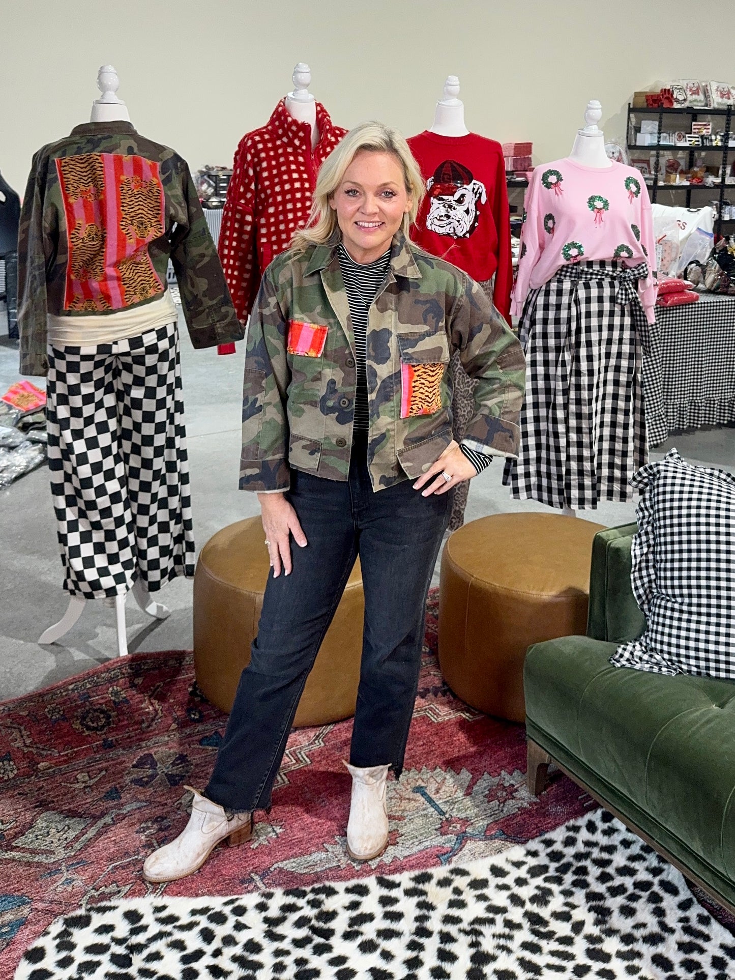 Camo jacket tiger velvet fabric patches