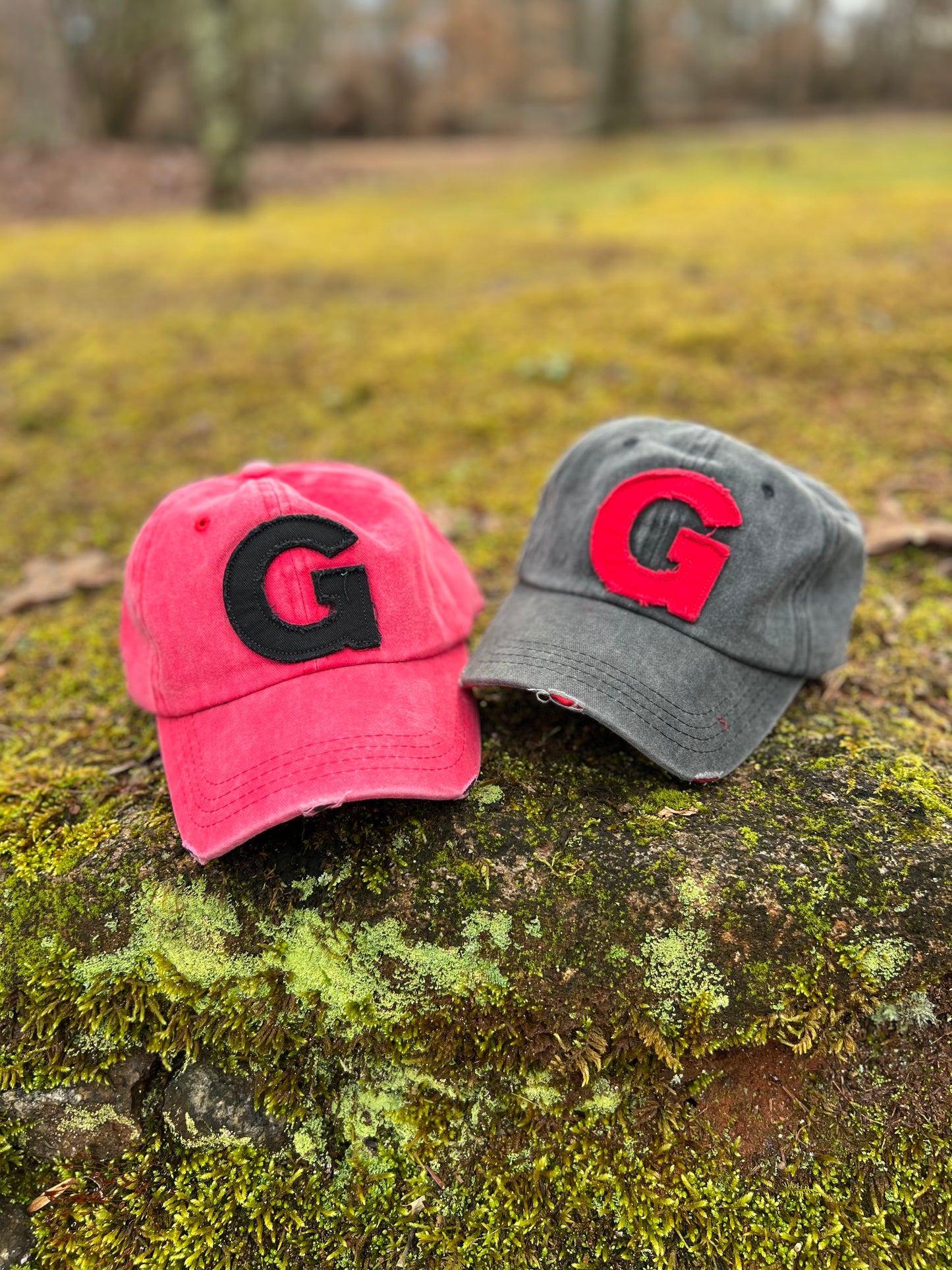 Red vintage style hat G patch