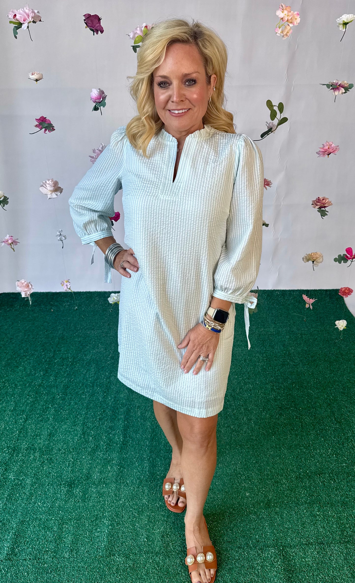Sea foam  searsucker dress