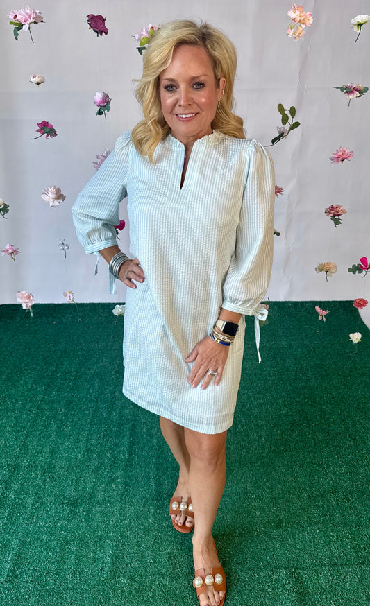Sea foam  searsucker dress