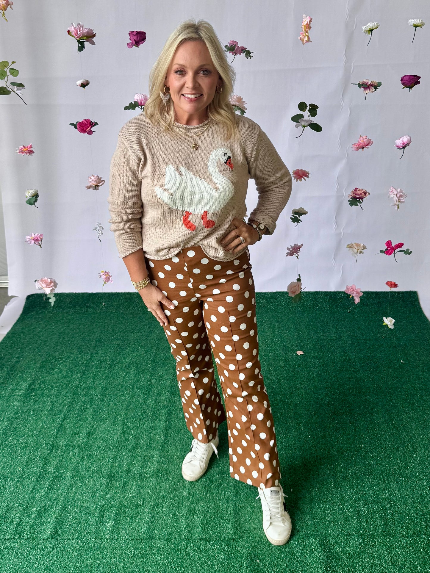 Brown polka dot pants