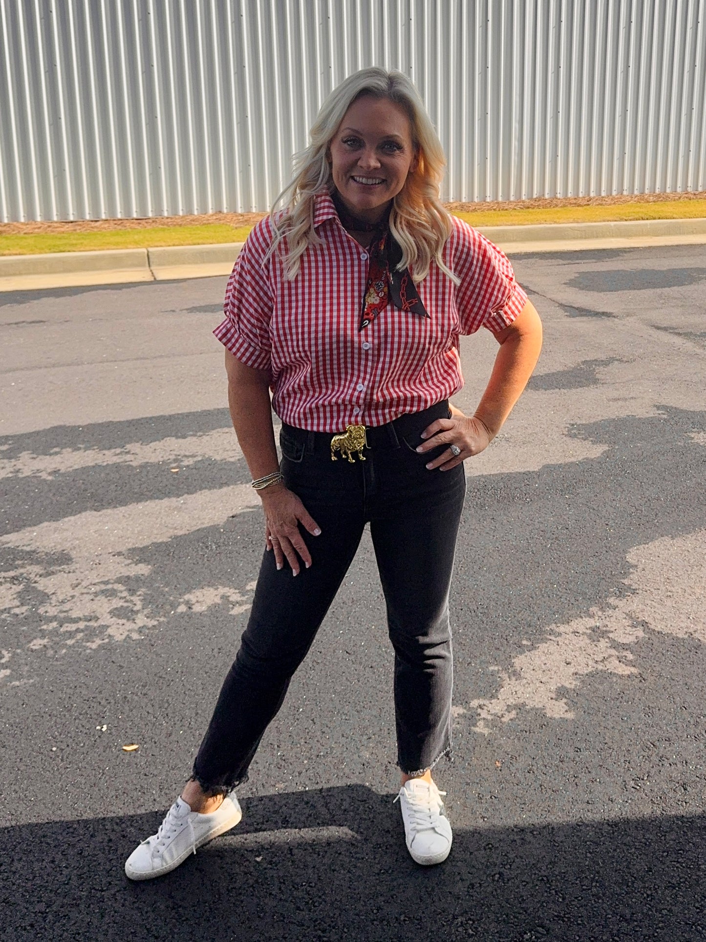 Gingham collection red and white checked shirt up to size 2XL!