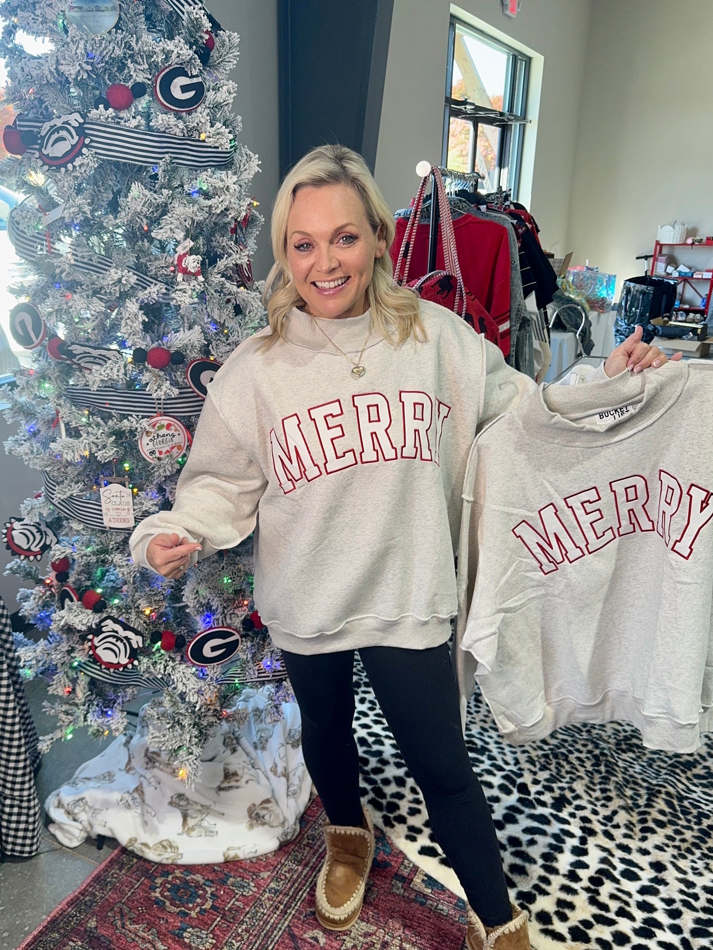 Oversized Merry mock neck  embroidered