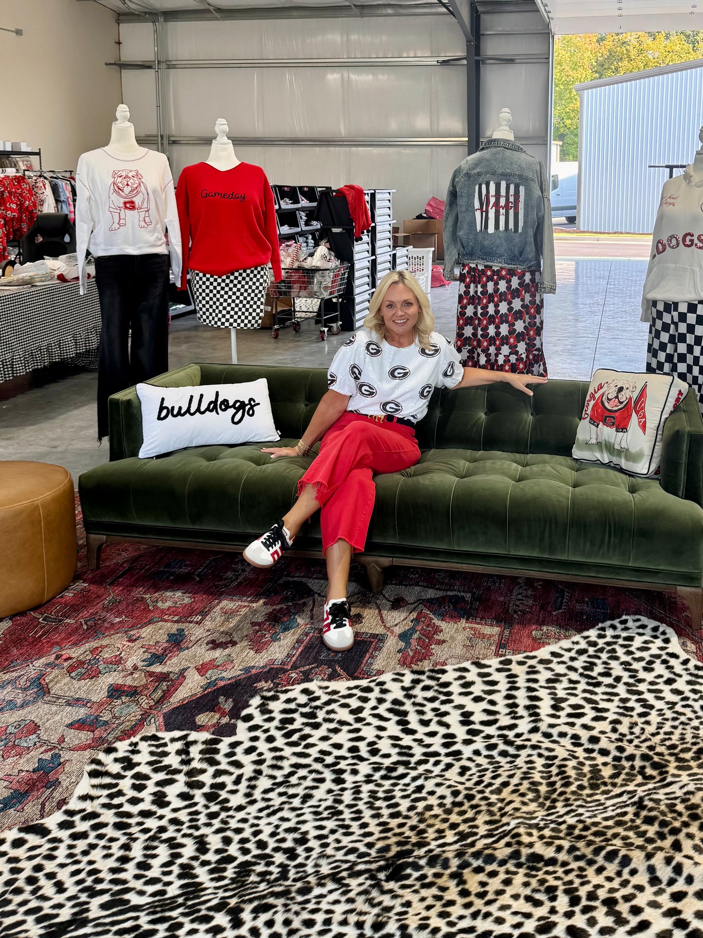 Cropped  full sequin UGA logo licensed top