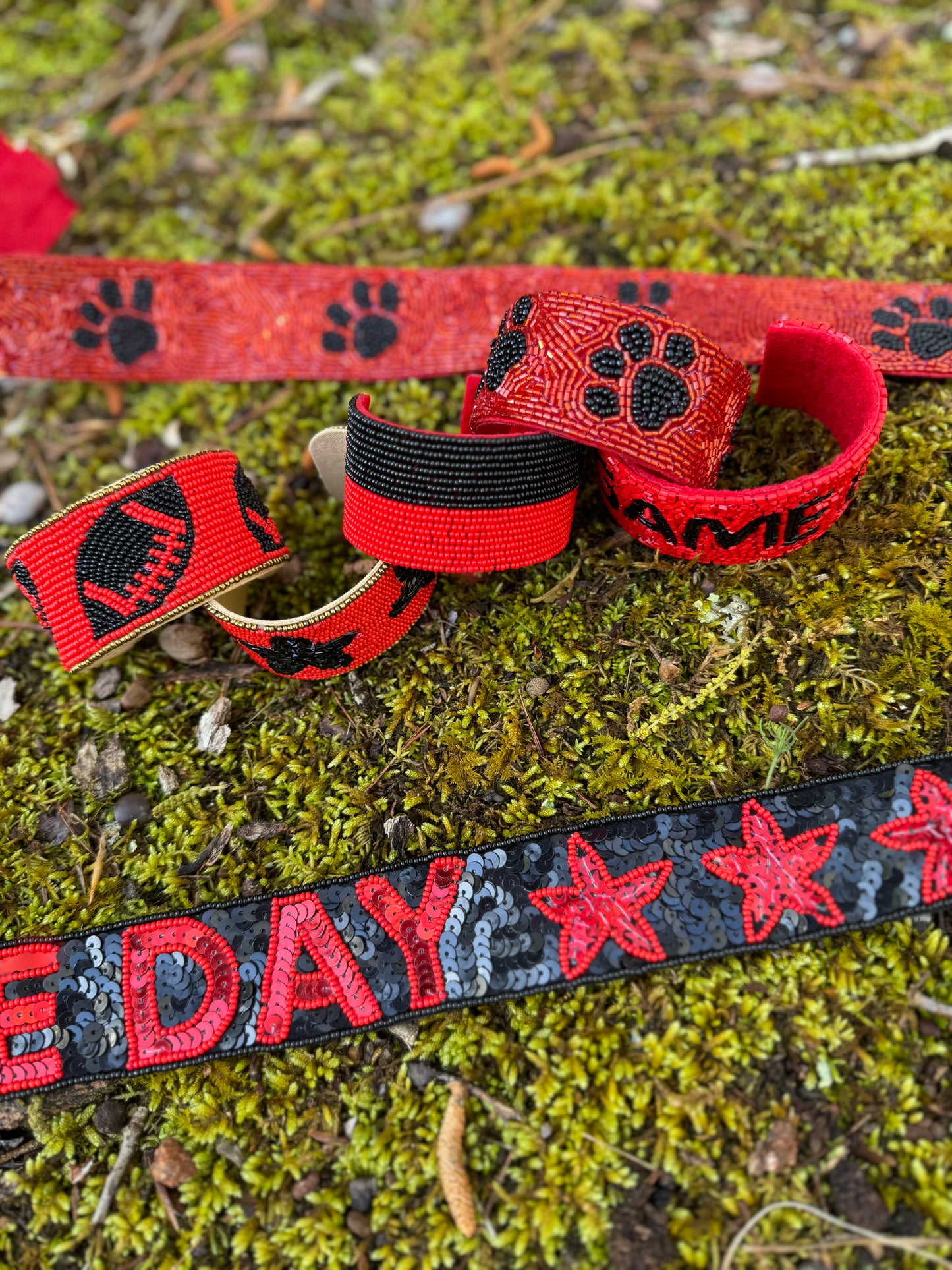 Beaded cuff paw print adjustable