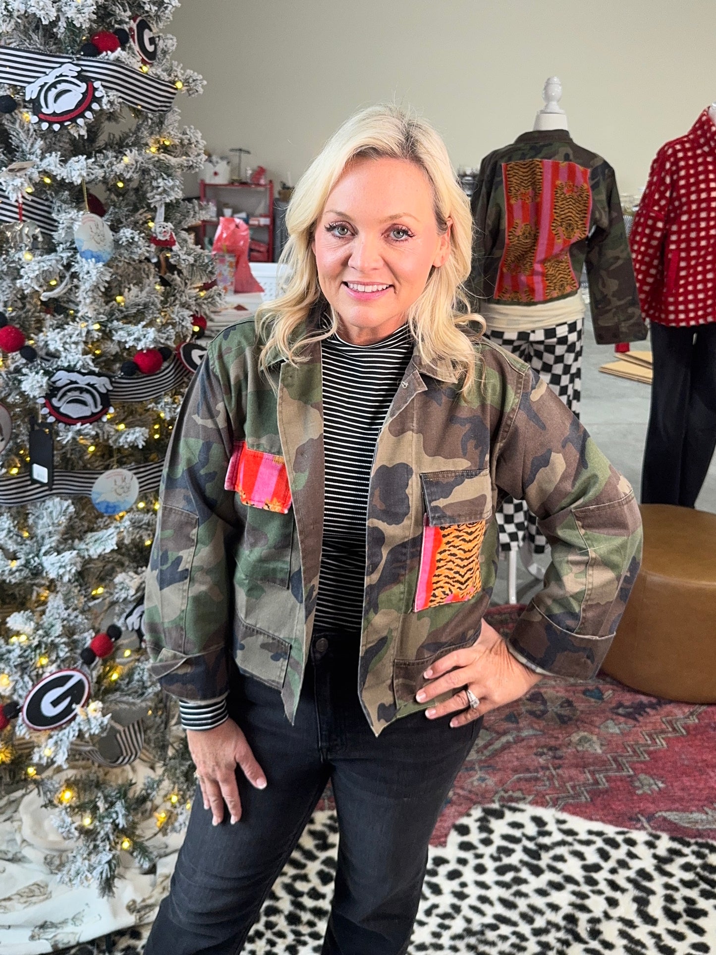 Camo jacket tiger velvet fabric patches