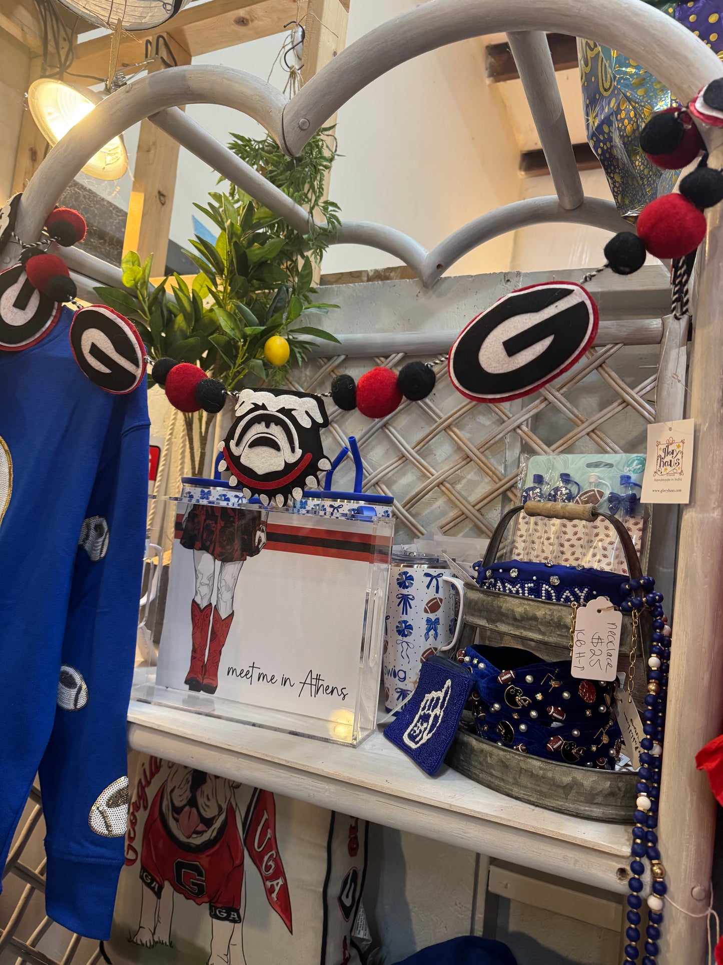 Athens ga Glory Haus licensed super bulldog banner garland pom pom