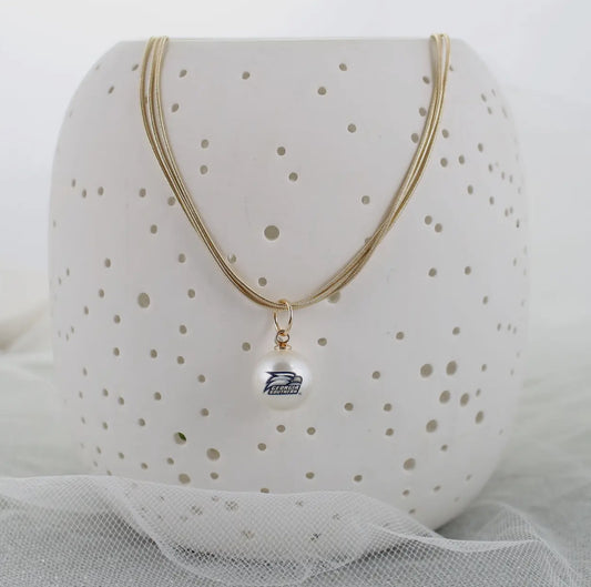 18” georgia southern gold and pearl logo 3 strand necklace