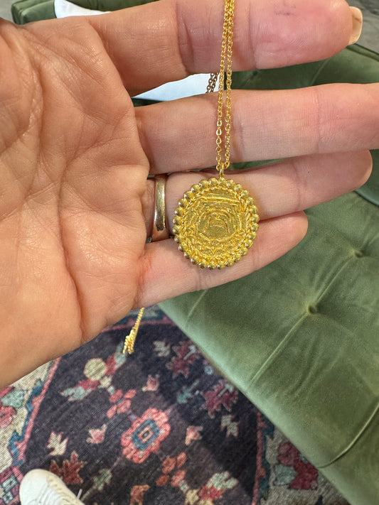 Lisi lerch bulldog gold coin necklace on chain