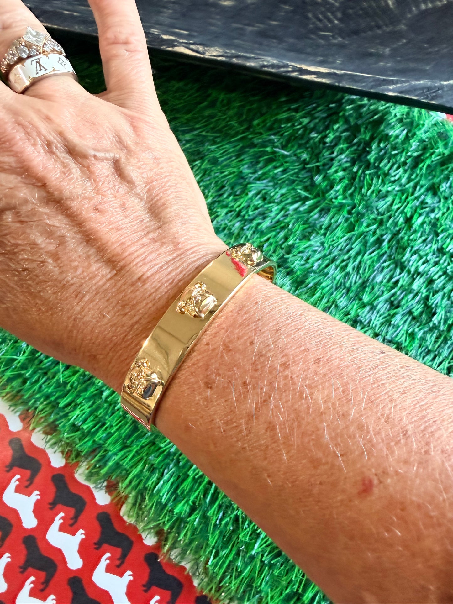 Gold bulldog bangle