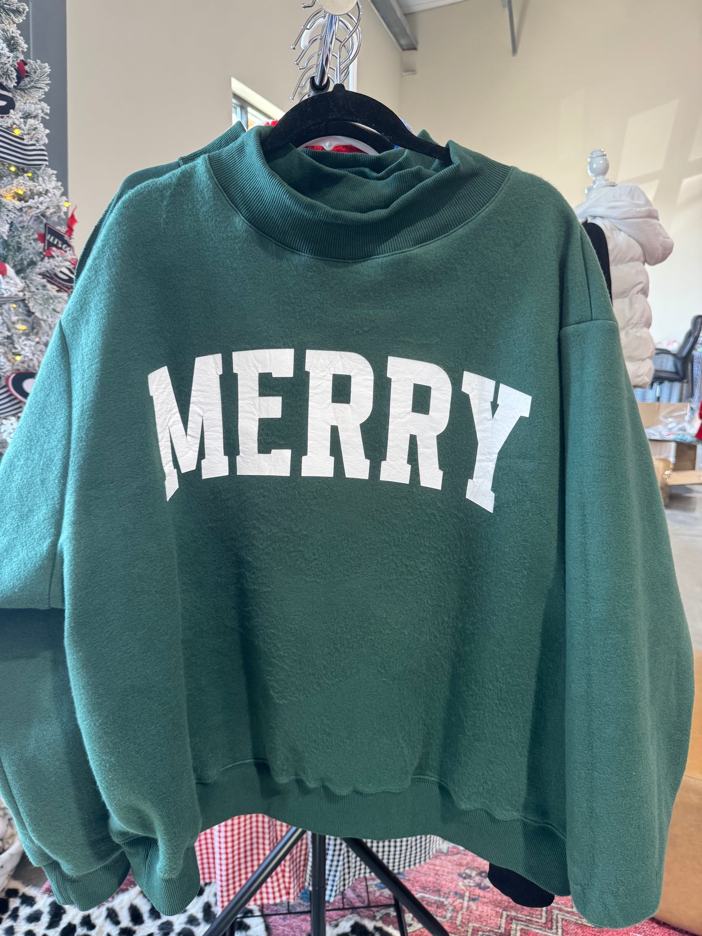 Mock neck green with Red Christmas reversible!