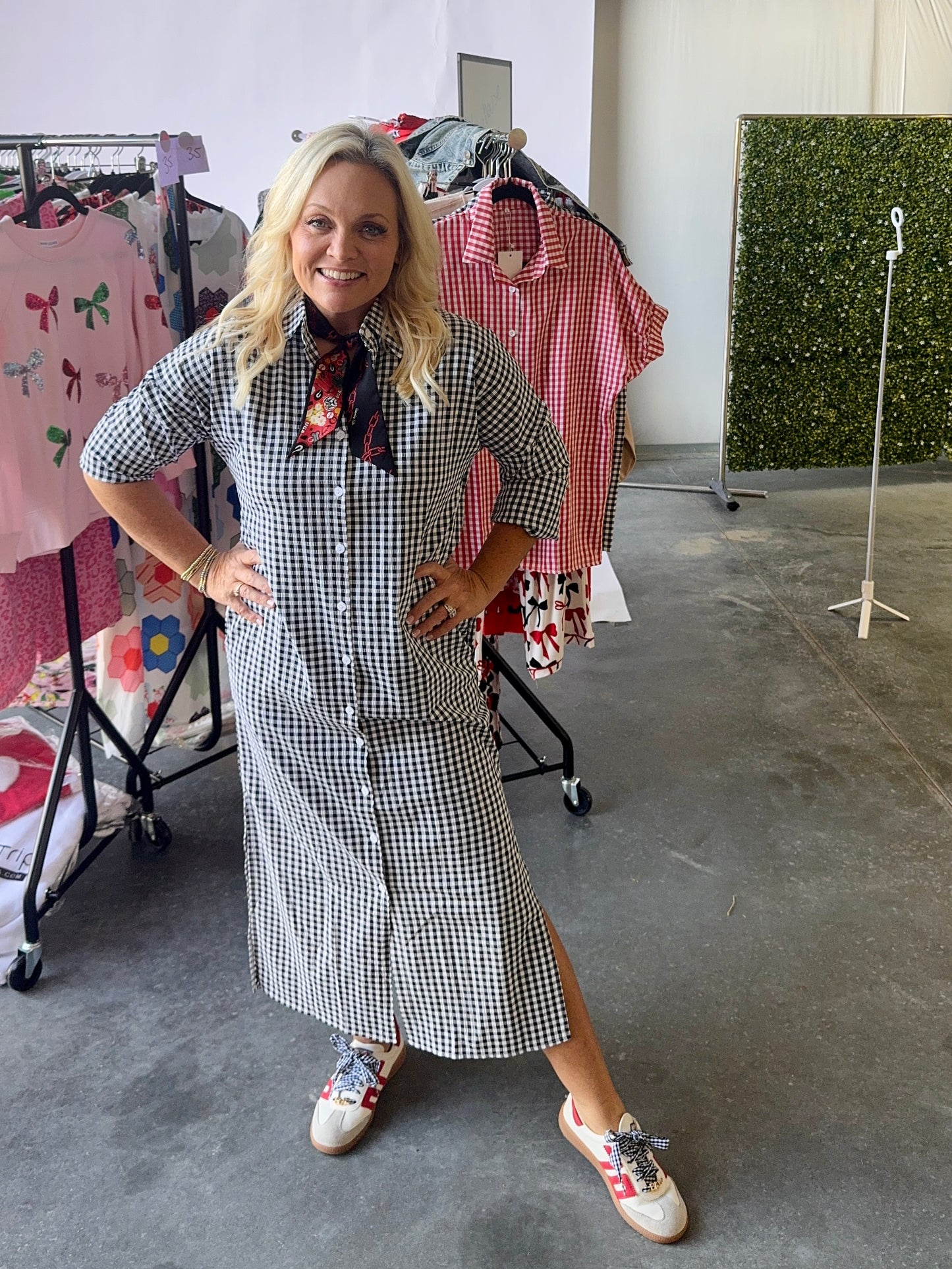 Gingham collection black and white shirt dress