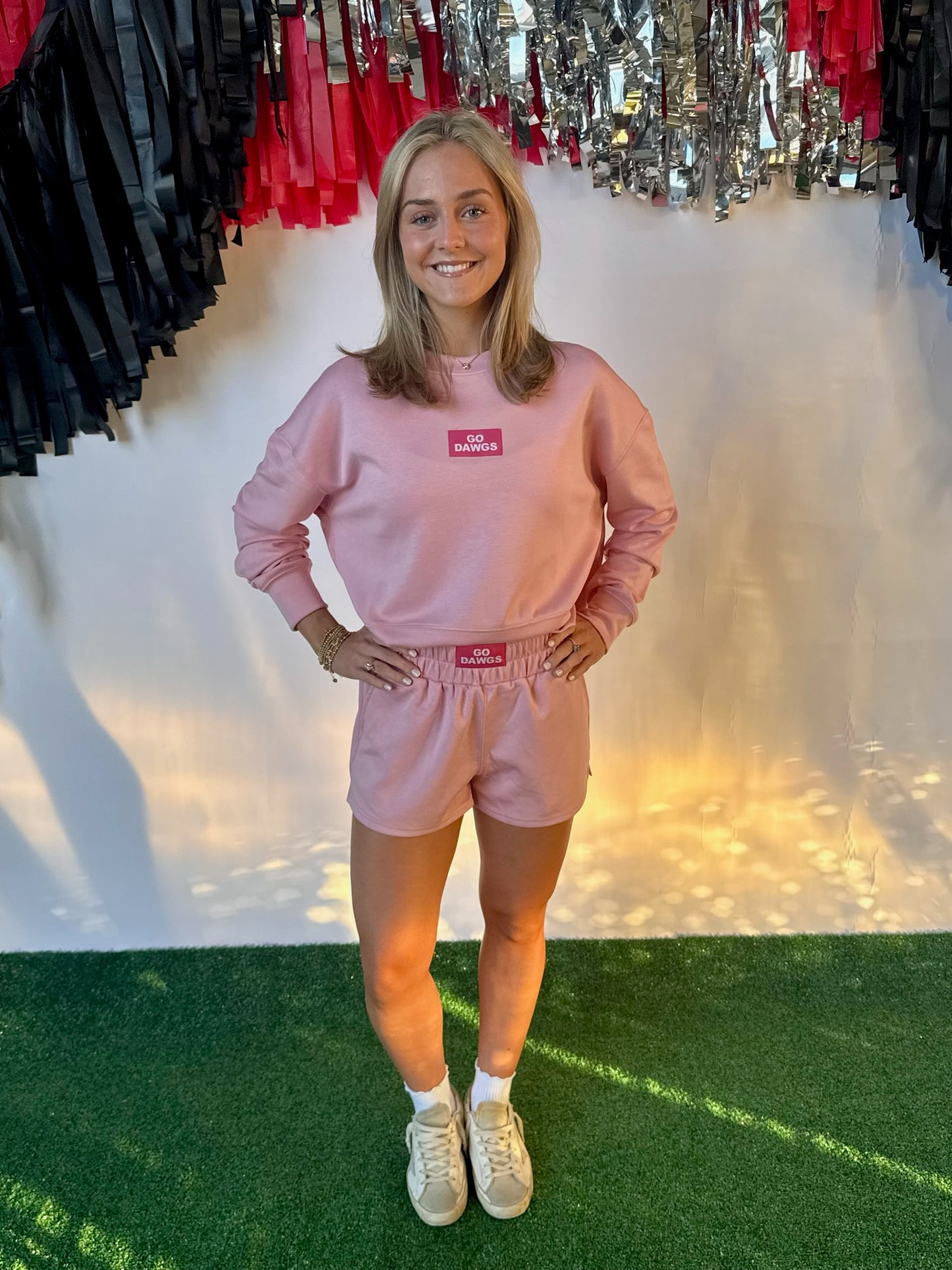 Pink active wear shorts licensed