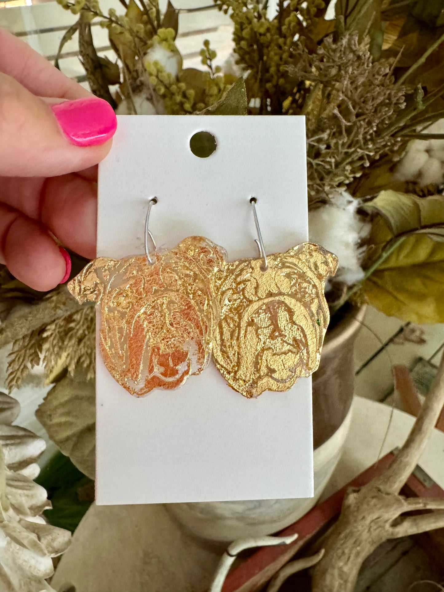 Dangle earrings gold dog