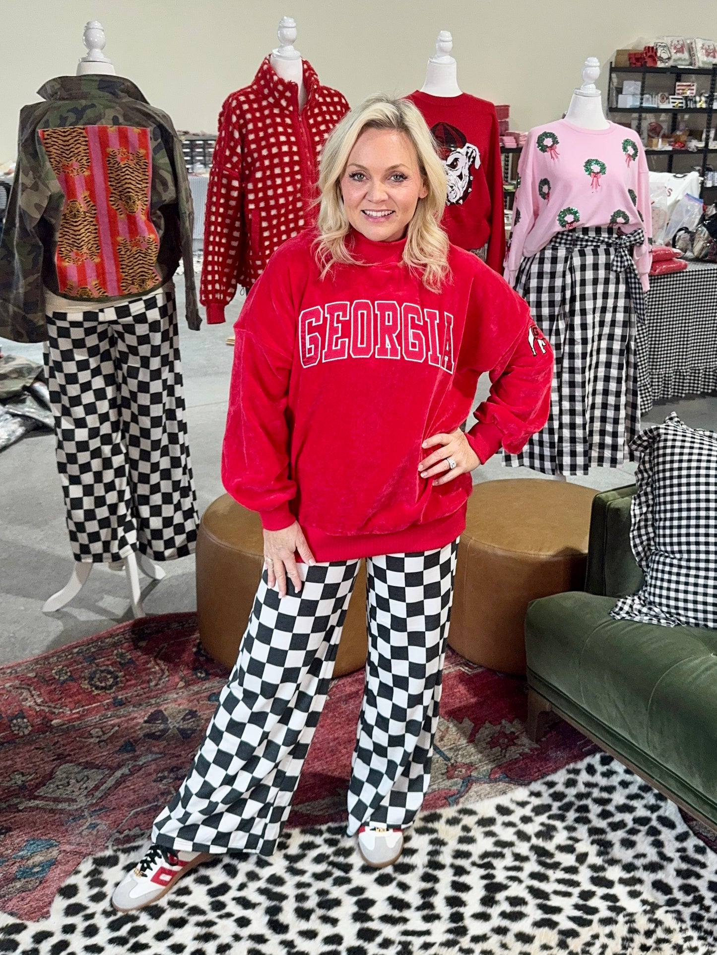 Chenille mock neck red licensed Georgia