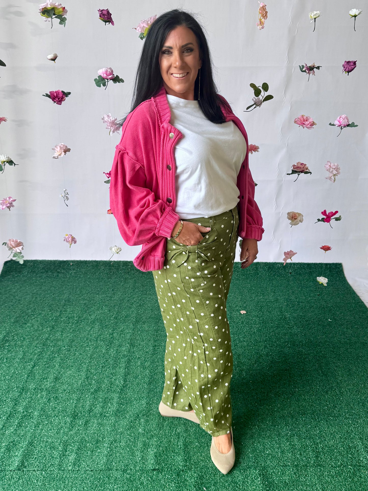 Fushia pink cardigan sweater. free P dupe