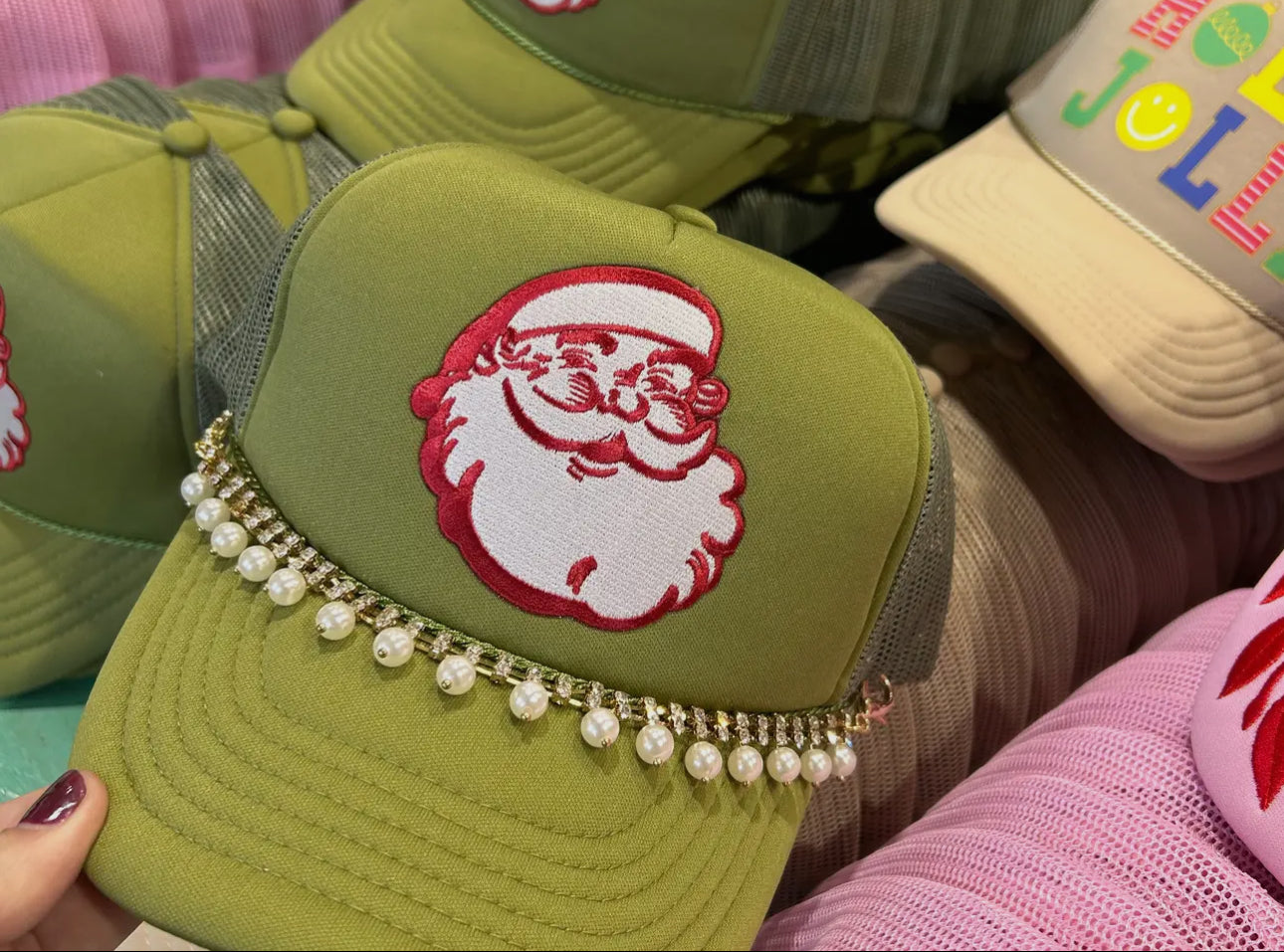 Christmas trucker hat santa patch ( trucker chain sold separately )