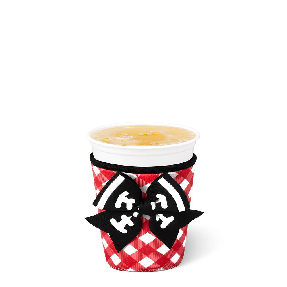 Small iced coffee coolie gingham with bow