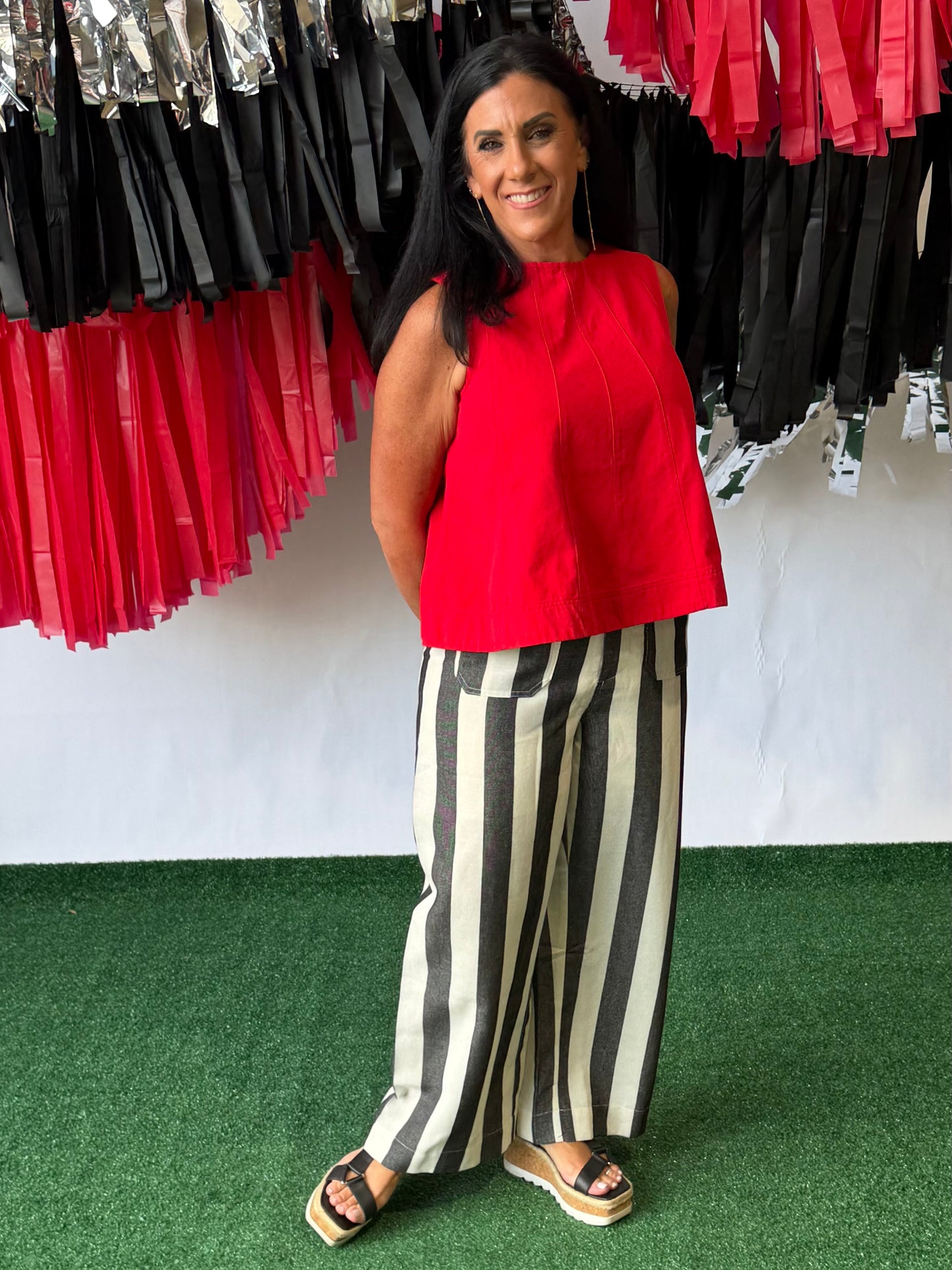Black and white stripe pants